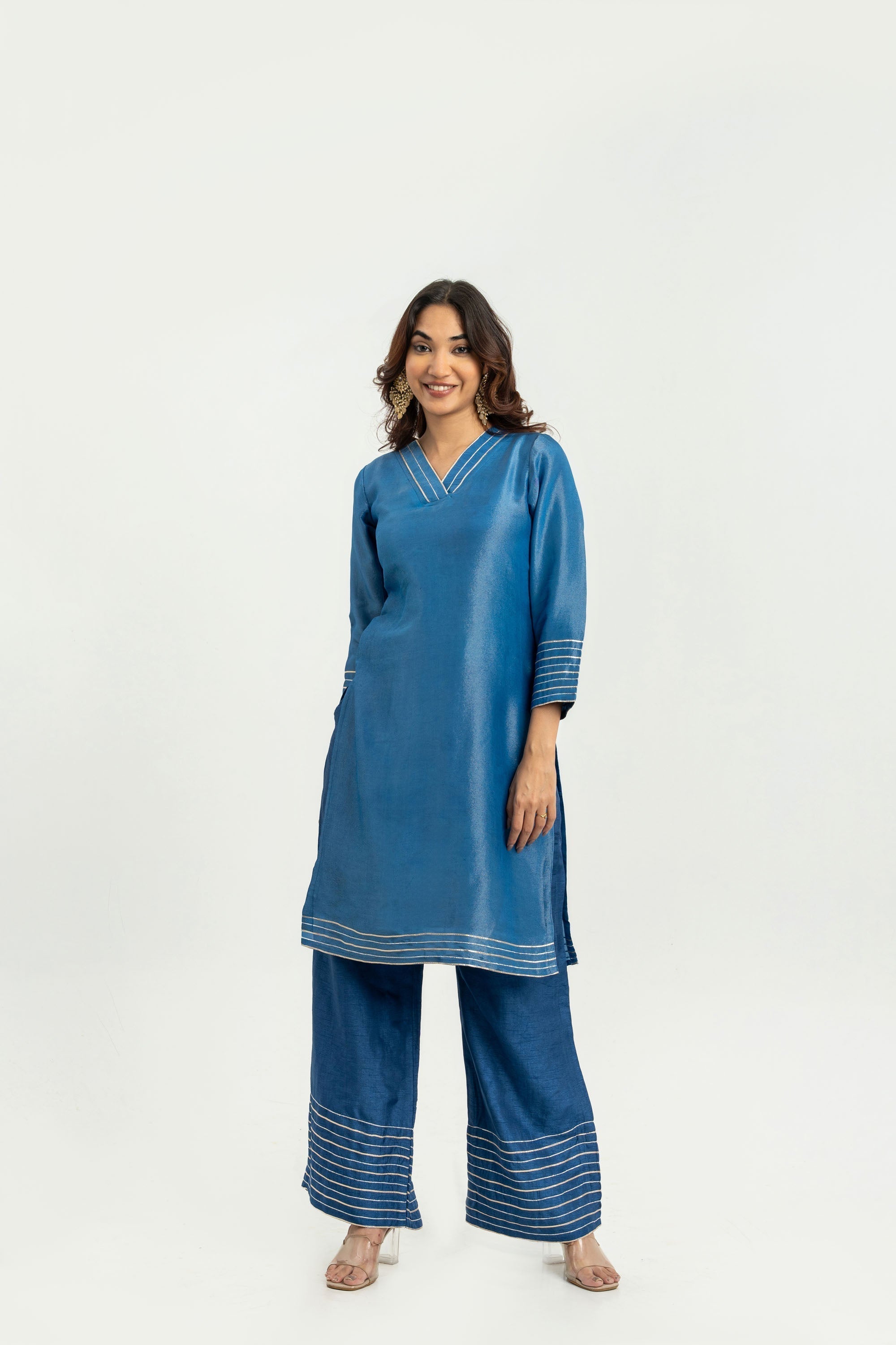 BLUE ZARI TUNIC SET