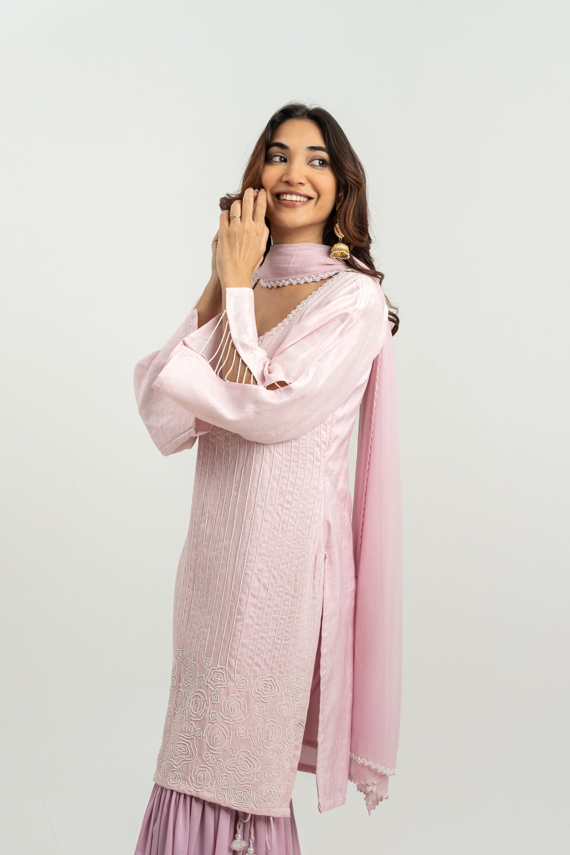 PINK MOTI KURTA SET
