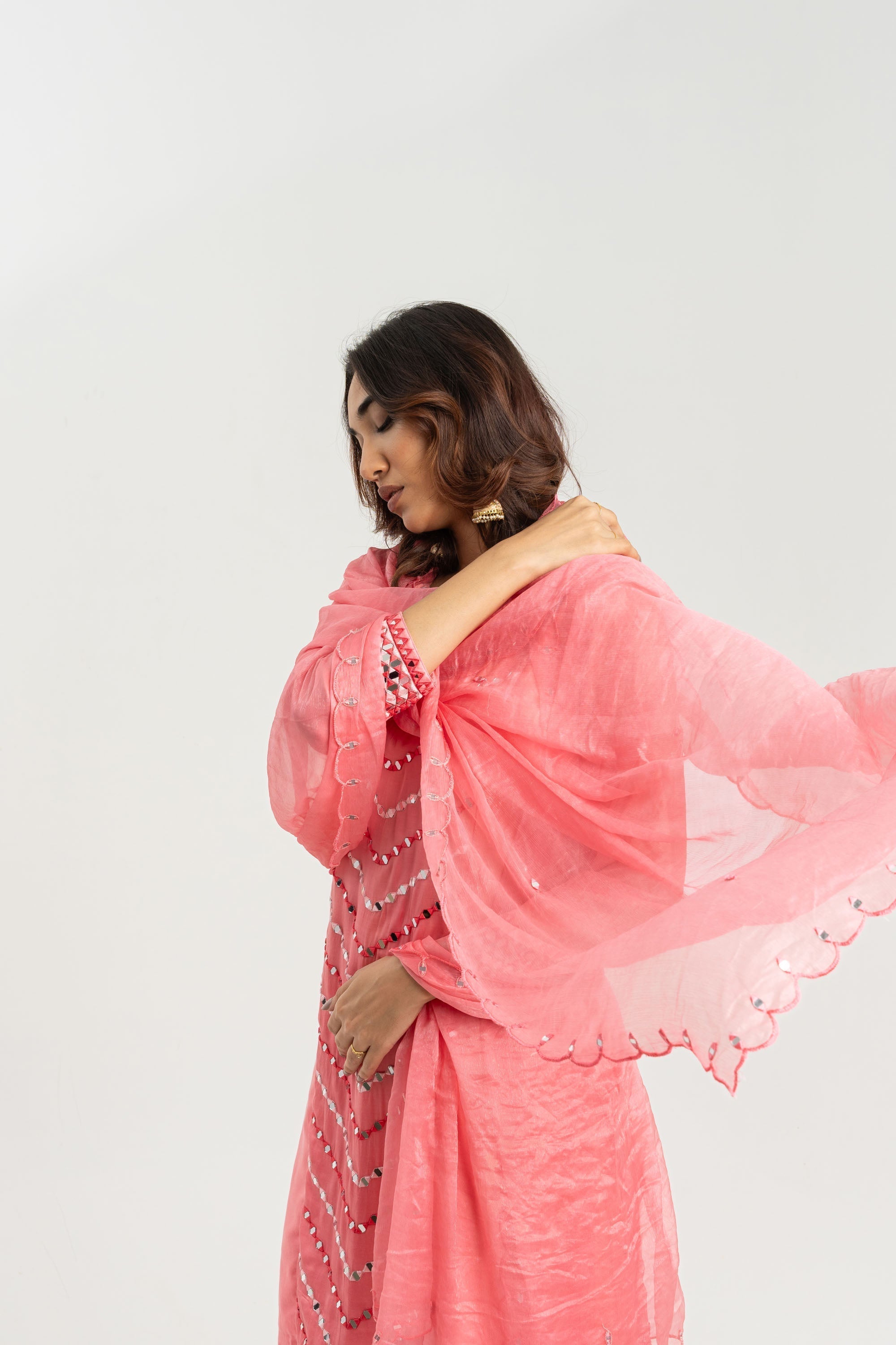 PINK MIRROR KURTA SET