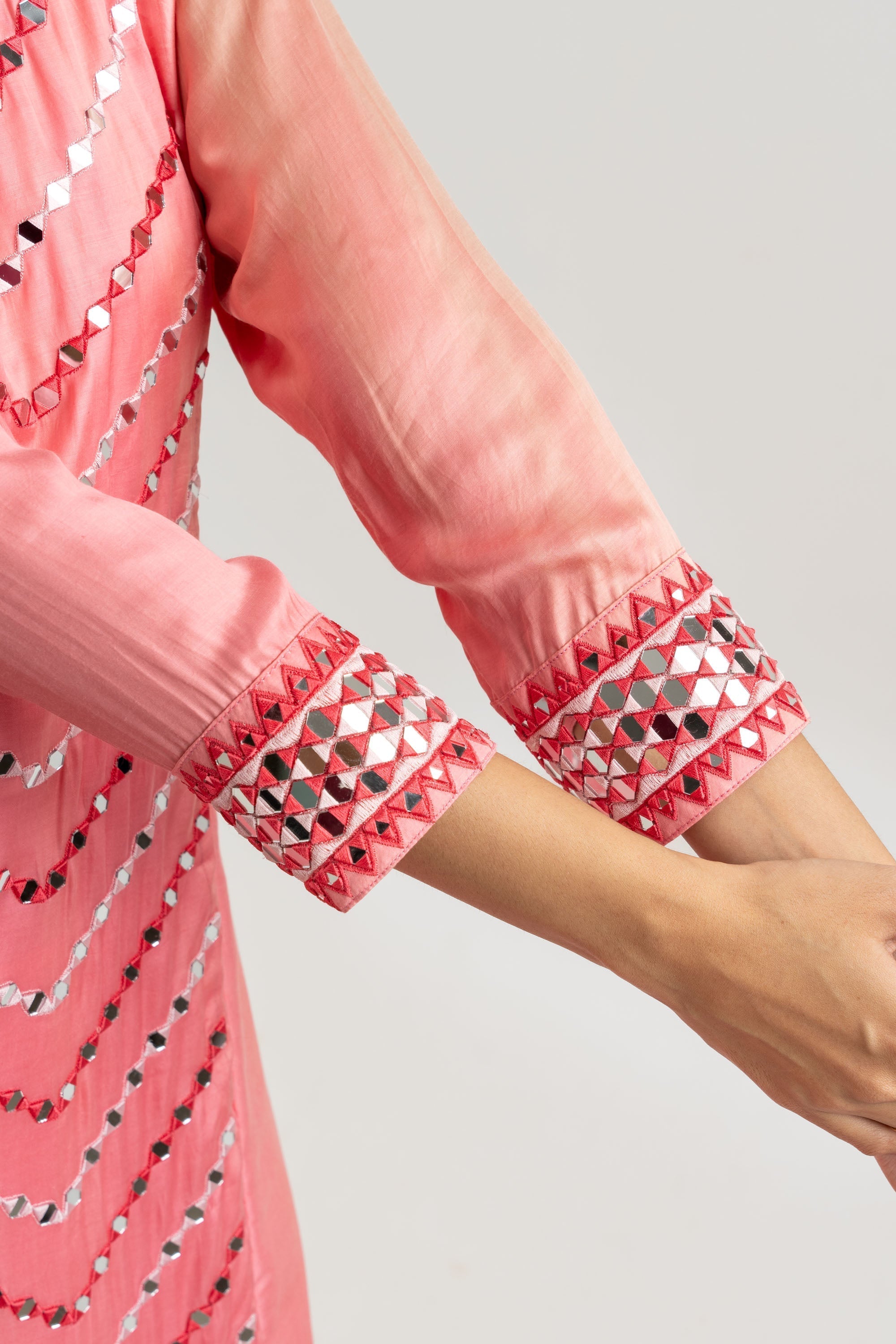 PINK MIRROR KURTA SET