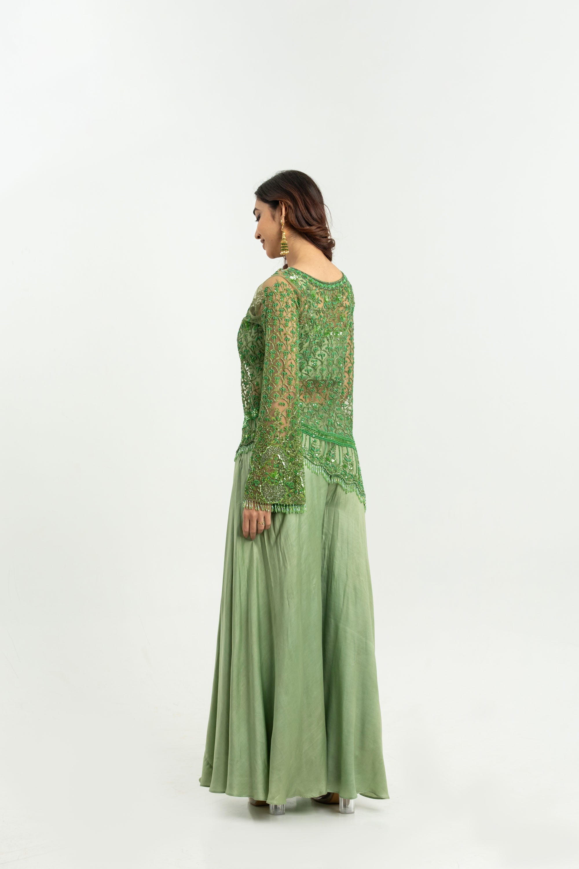 GREEN EMBELLISHED 3PCS SET