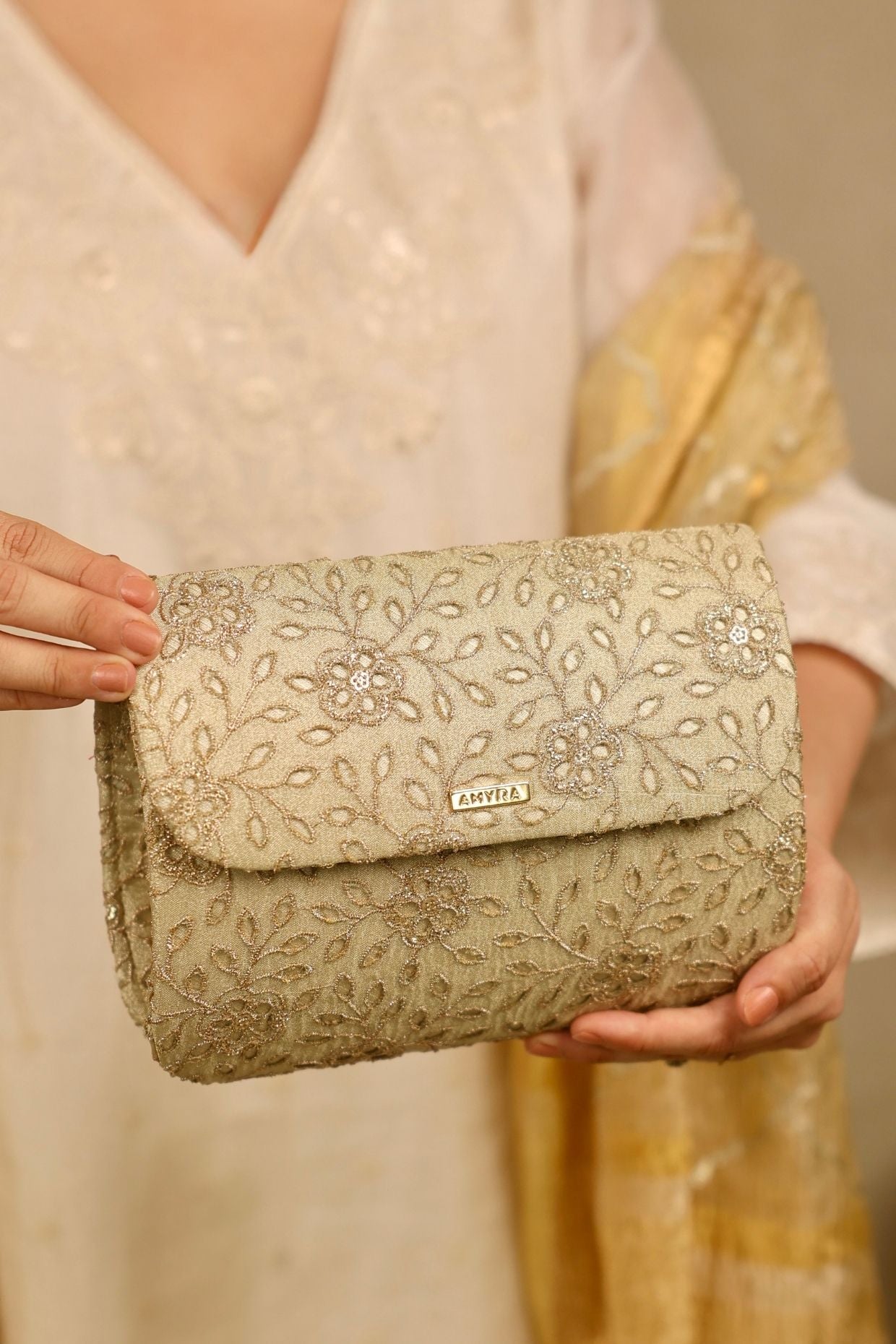 Tarang Flapover Bag - Light Gold