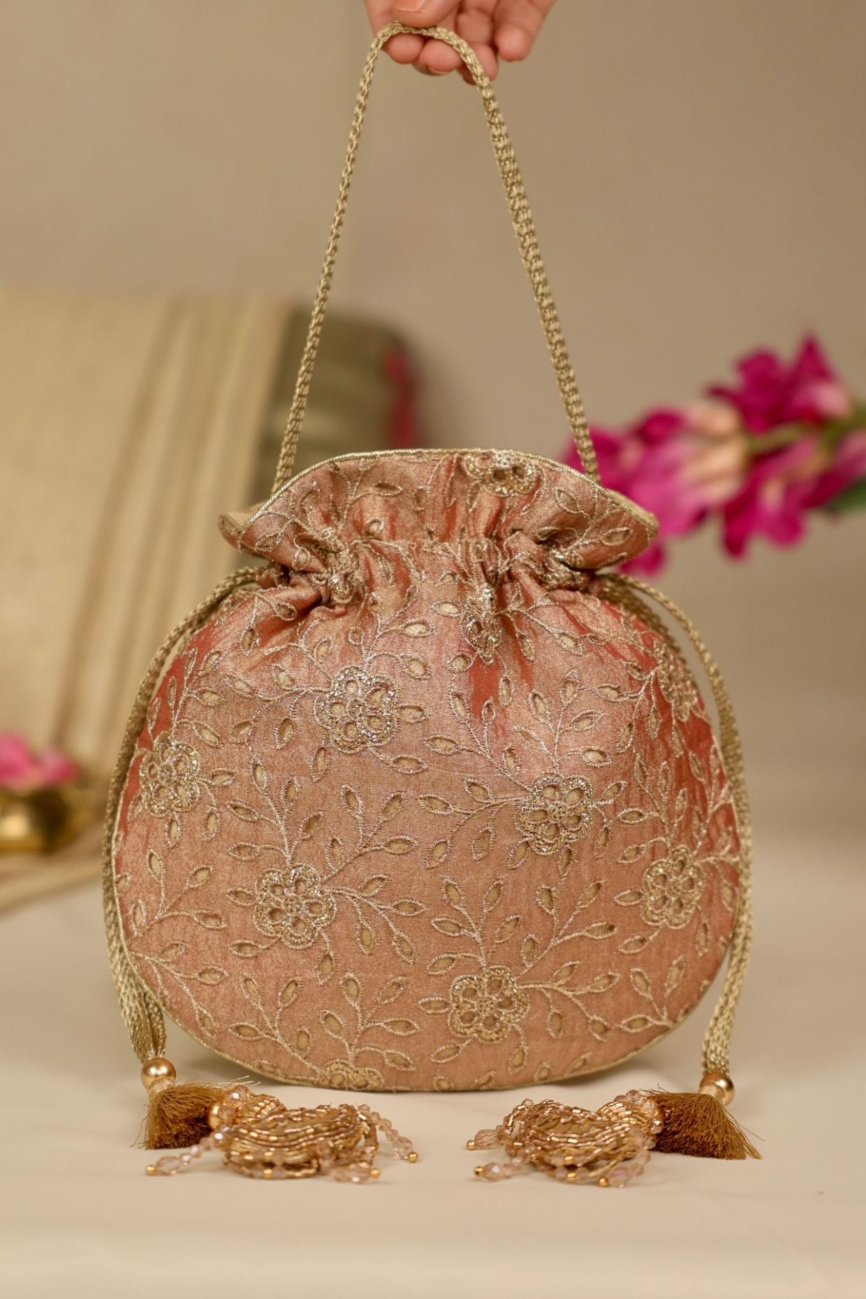 Tarang cutwork potli - Copper