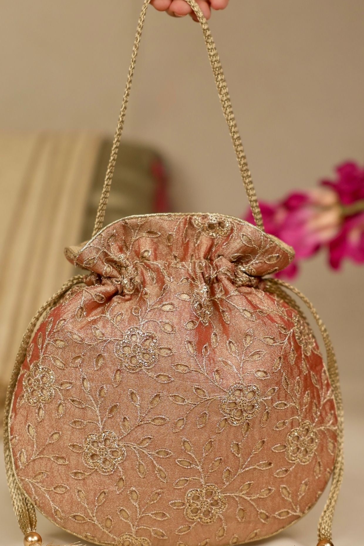 Tarang cutwork potli - Copper