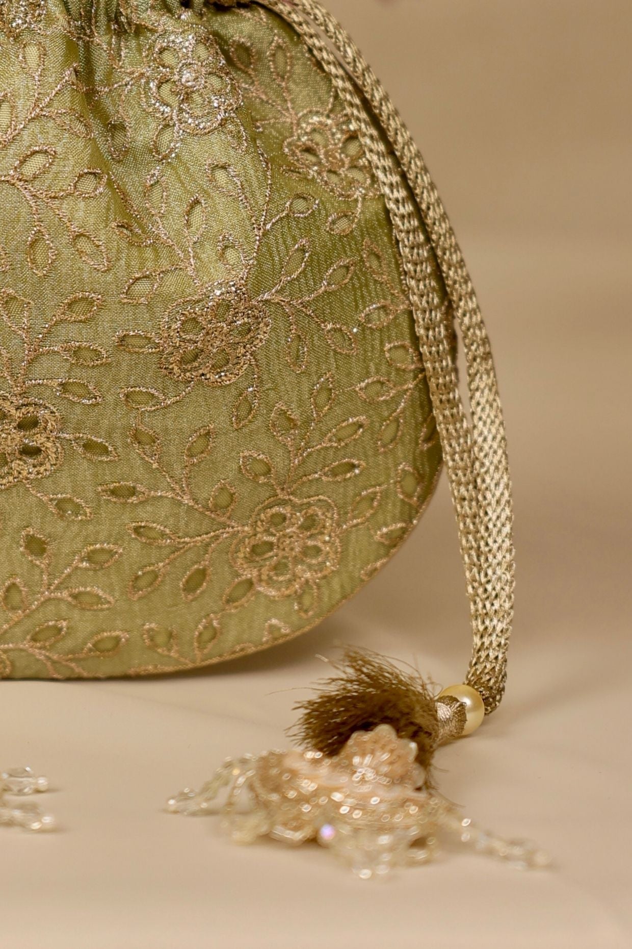 Tarang cutwork potli - Green