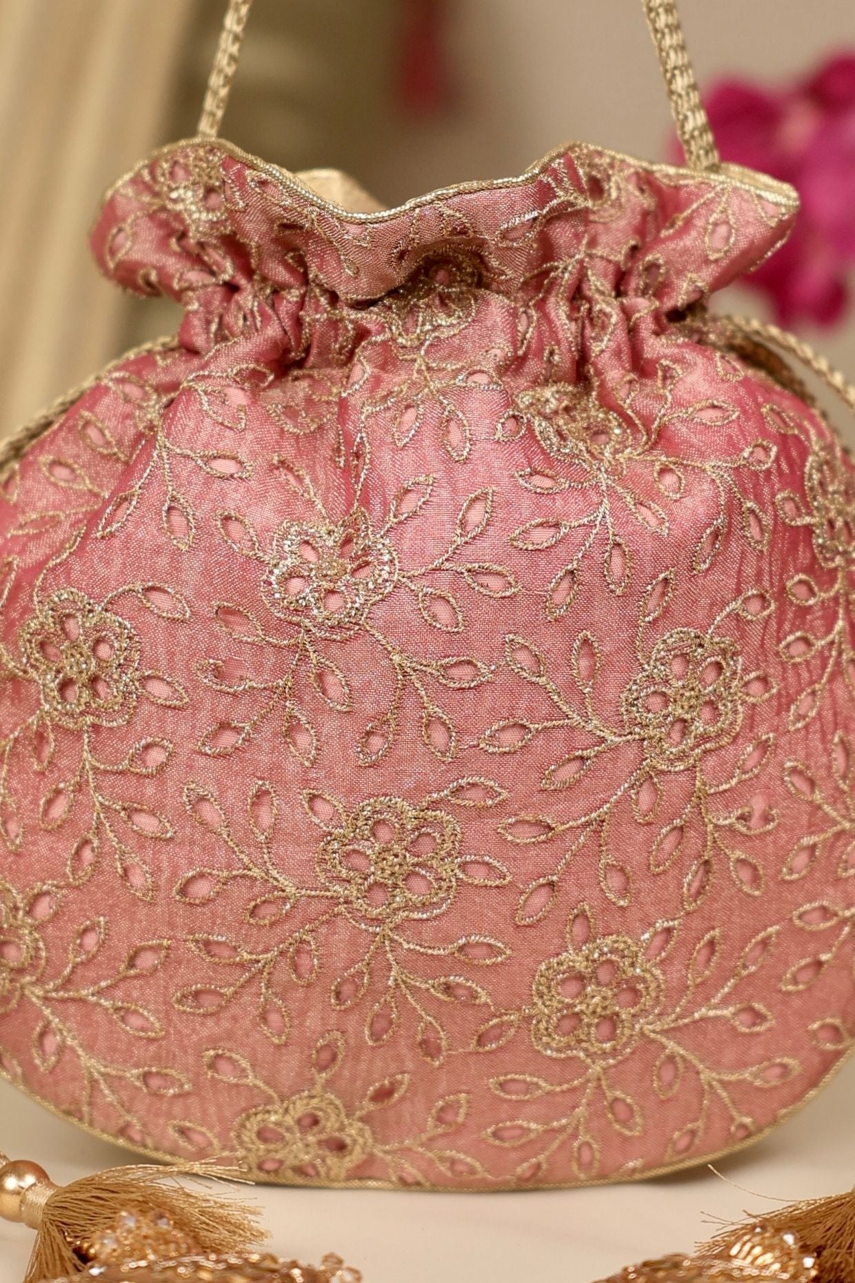 Tarang cutwork potli - Pink