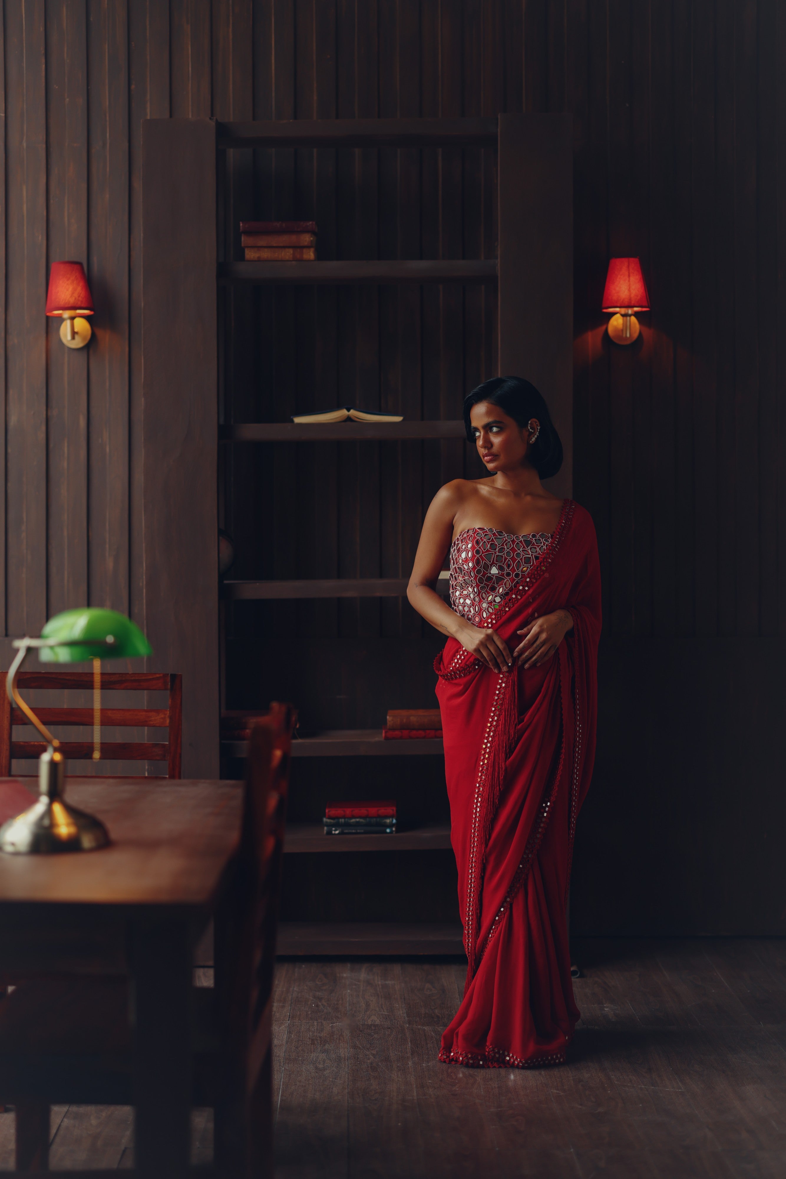 Georgette scalopped saree with bralette