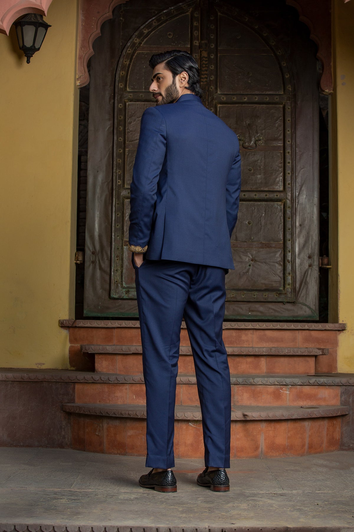 NAVY BLUE JODHPUR SUIT ZARDOZI EMBROIDERED