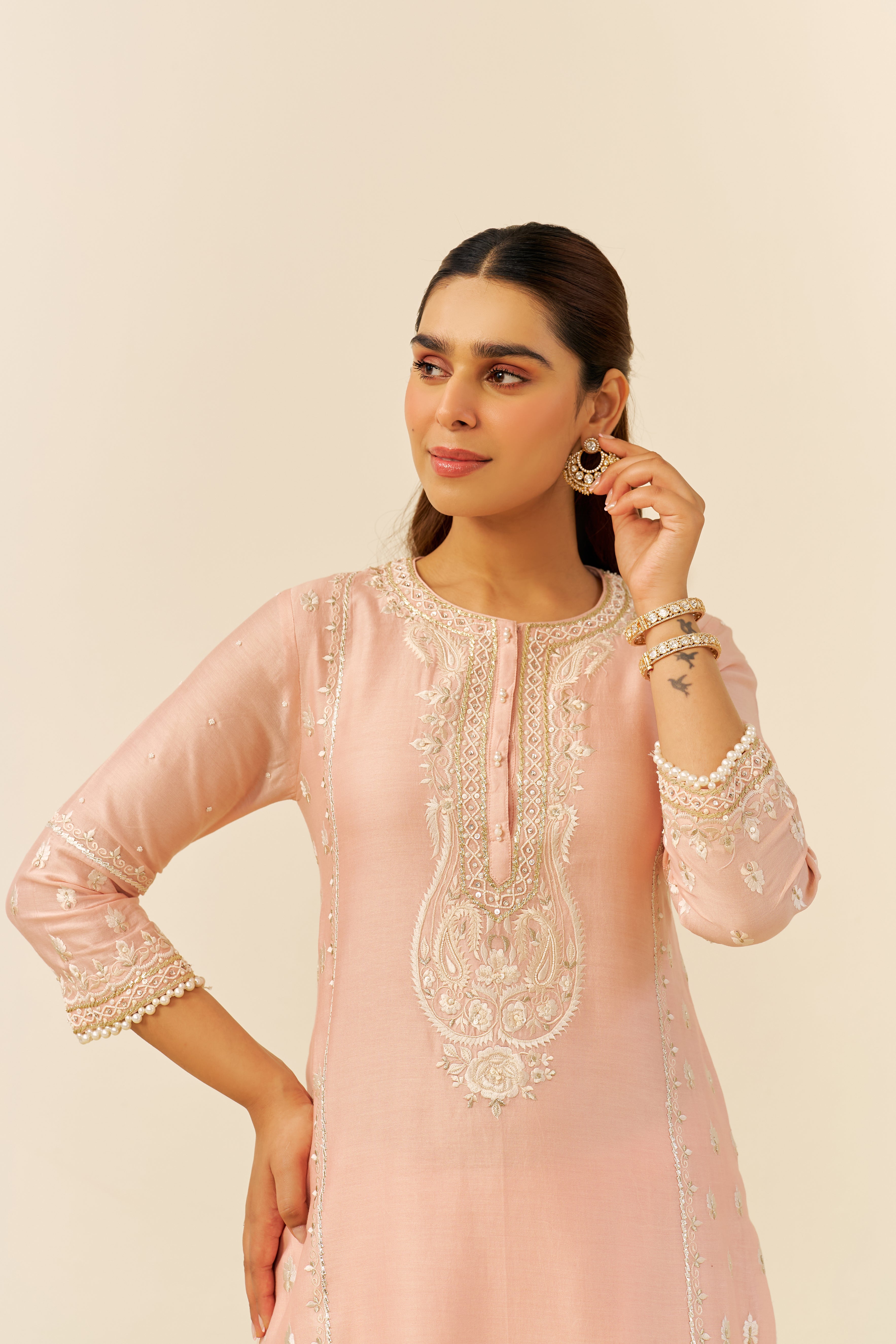 ZAHRA - SHORT KURTA WITH DHOTI AND DUPATTA