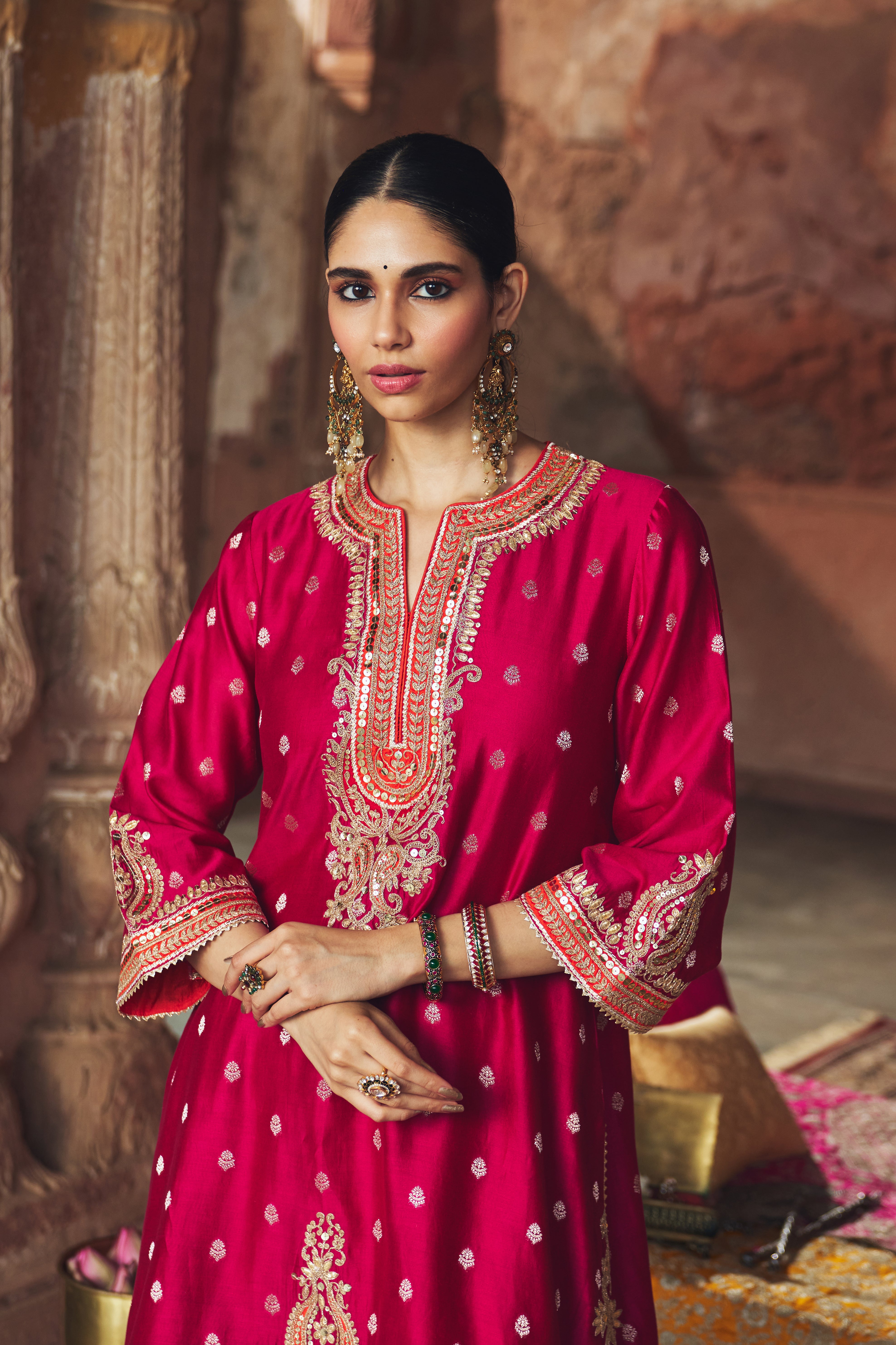 MEHWISH - HOTPINK SHORT KURTA WITH SALWAR AND DUPATTA