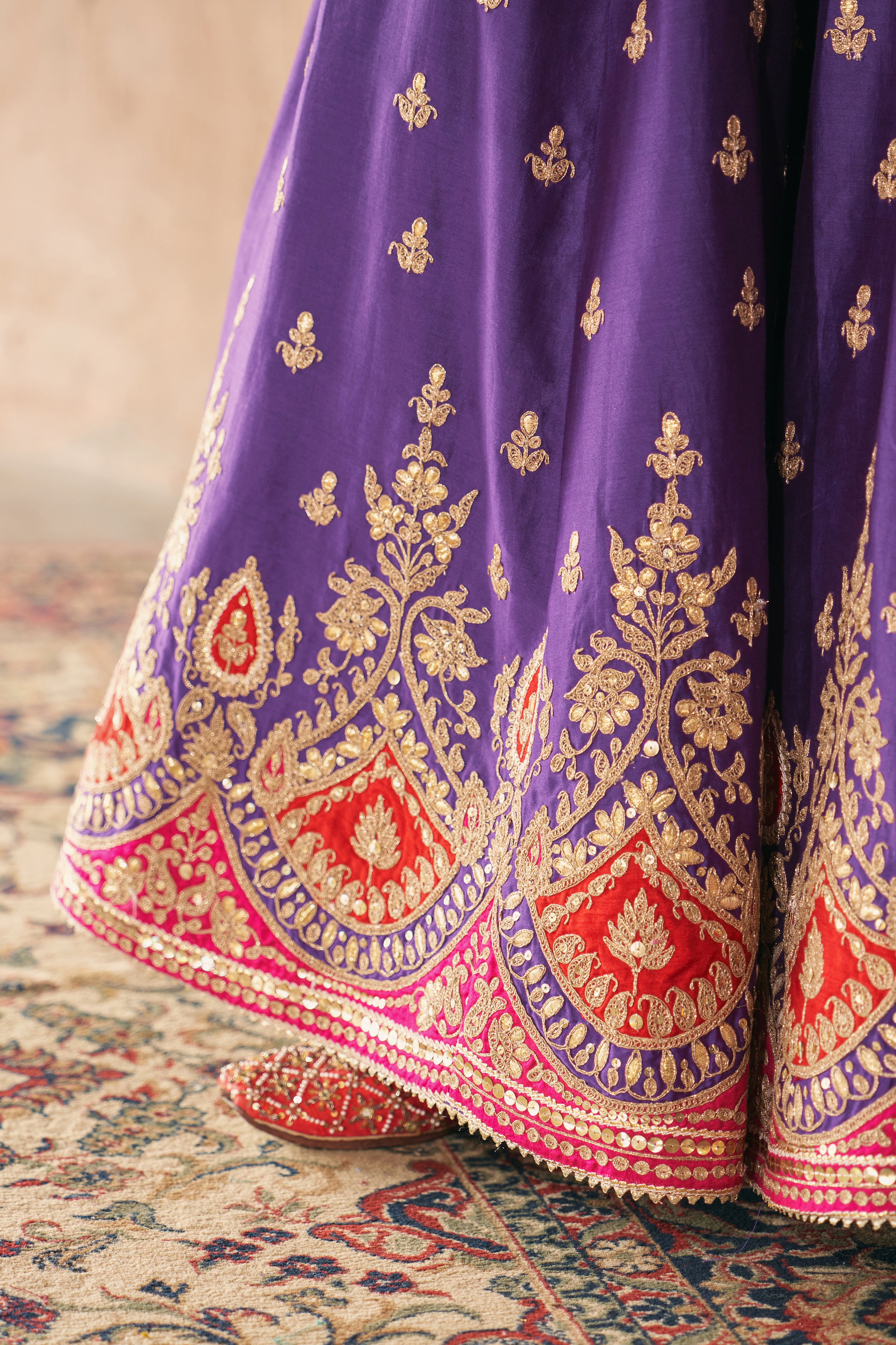 AREESHA - DEEP PURPLE SHORT KURTA WITH SHARARA AND DUPATTA