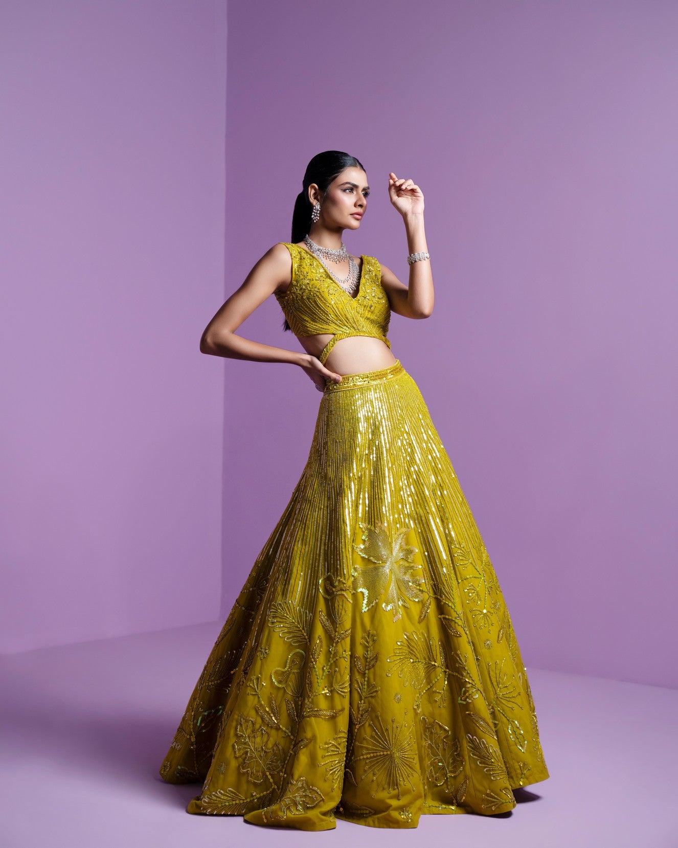 Lime spectrum lehenga set