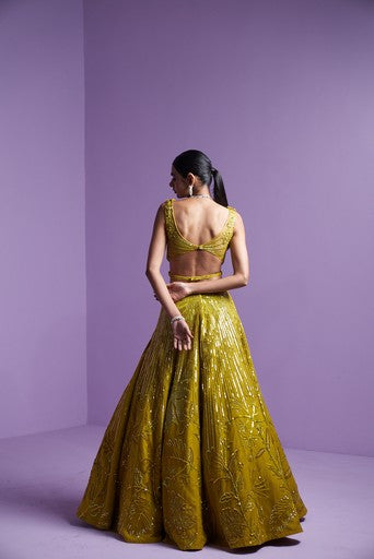 Lime spectrum lehenga set