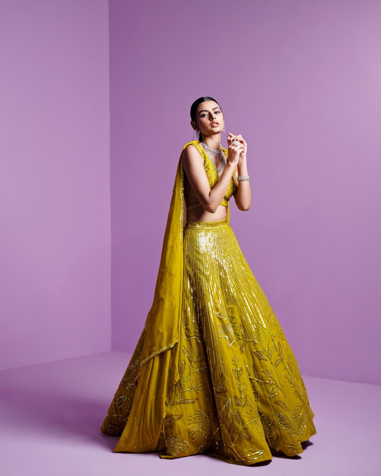 Lime spectrum lehenga set