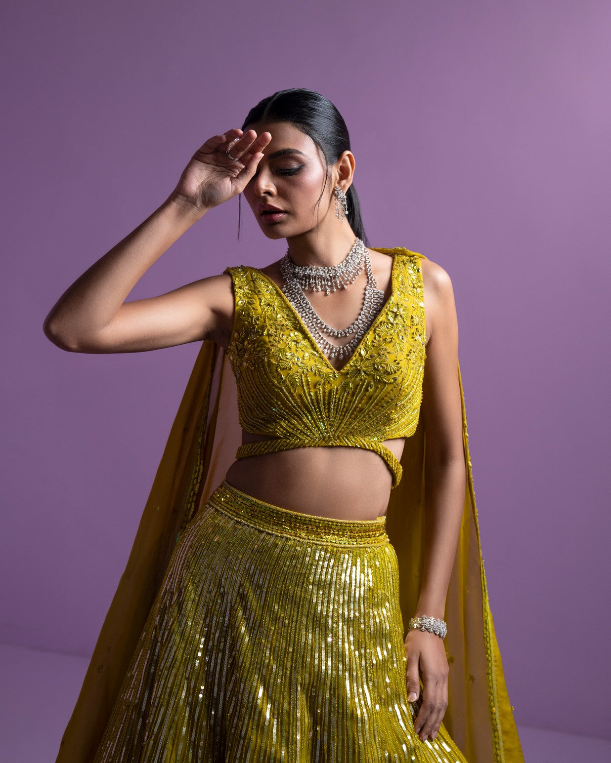 Lime spectrum lehenga set