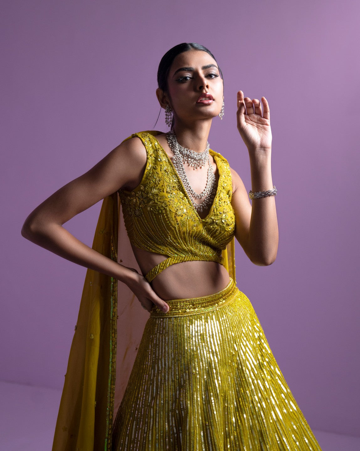 Lime spectrum lehenga set