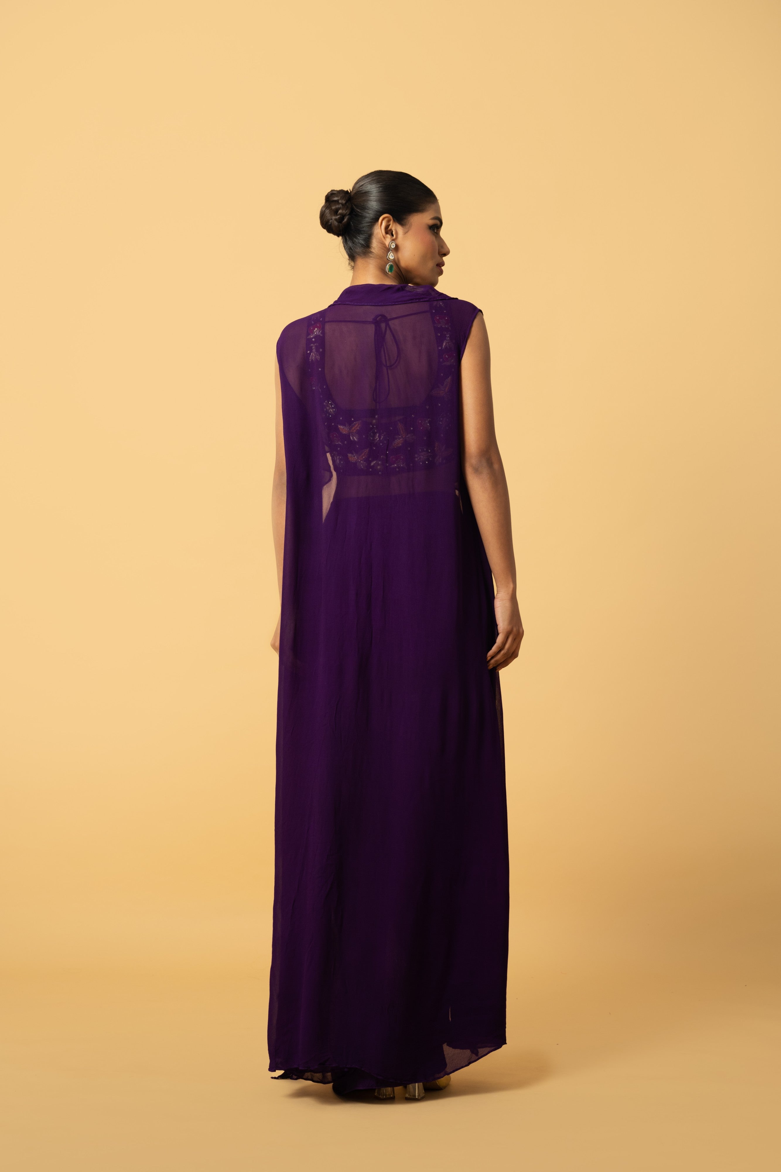 Violet Co-Ord Set with Cape