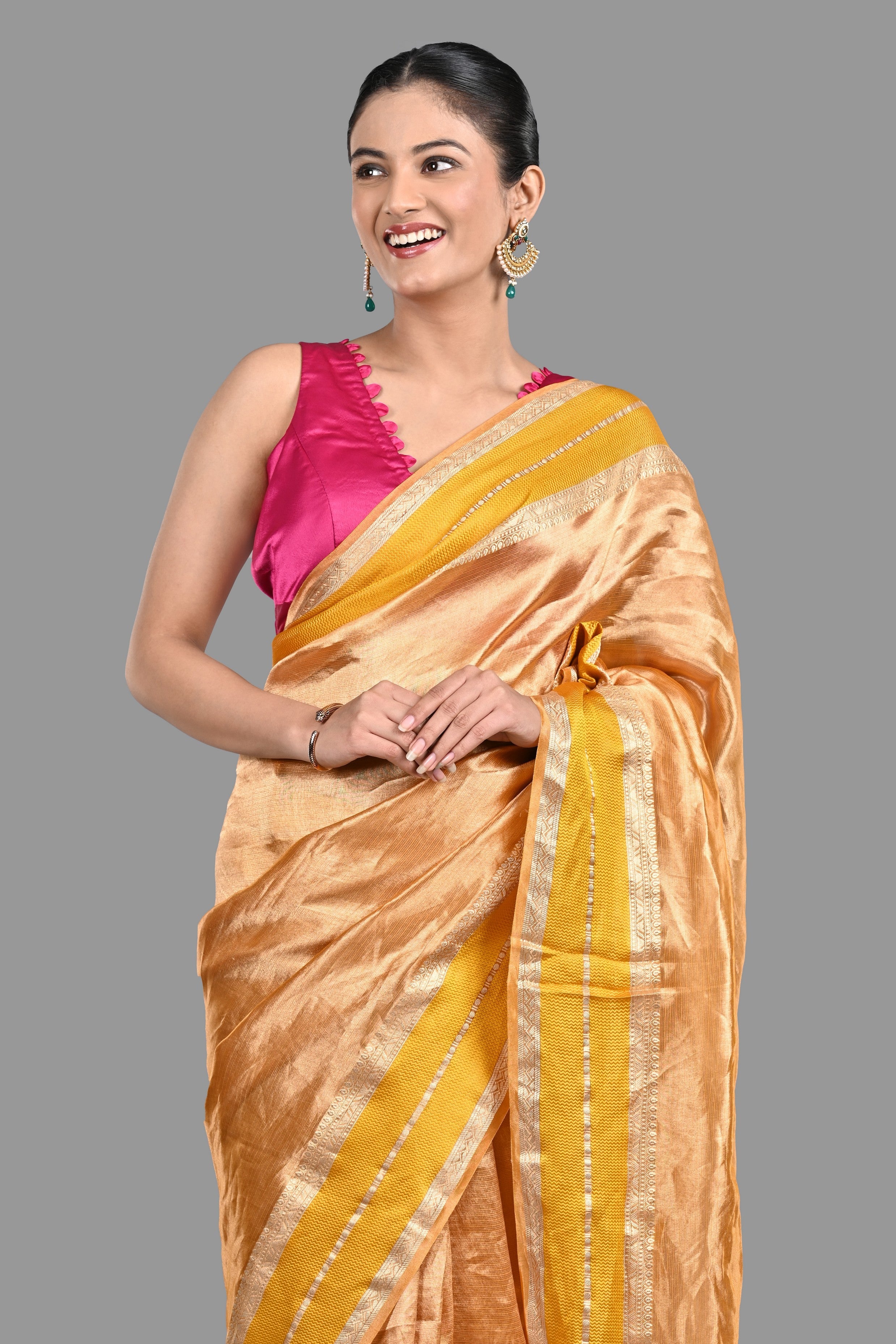 Yellow Pure Tissue Silk Banarasi Handloom Saree
