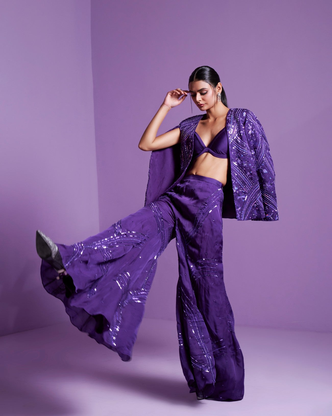 Striking Purple jacket and pant set