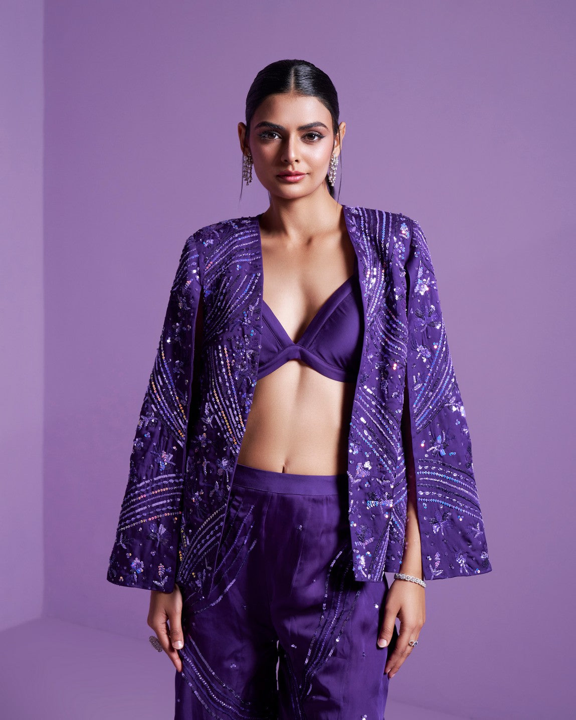 Striking Purple jacket and pant set