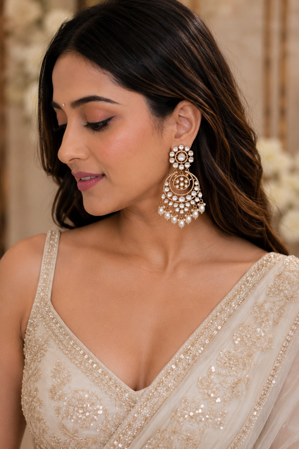 Pearl Chandbali Earrings