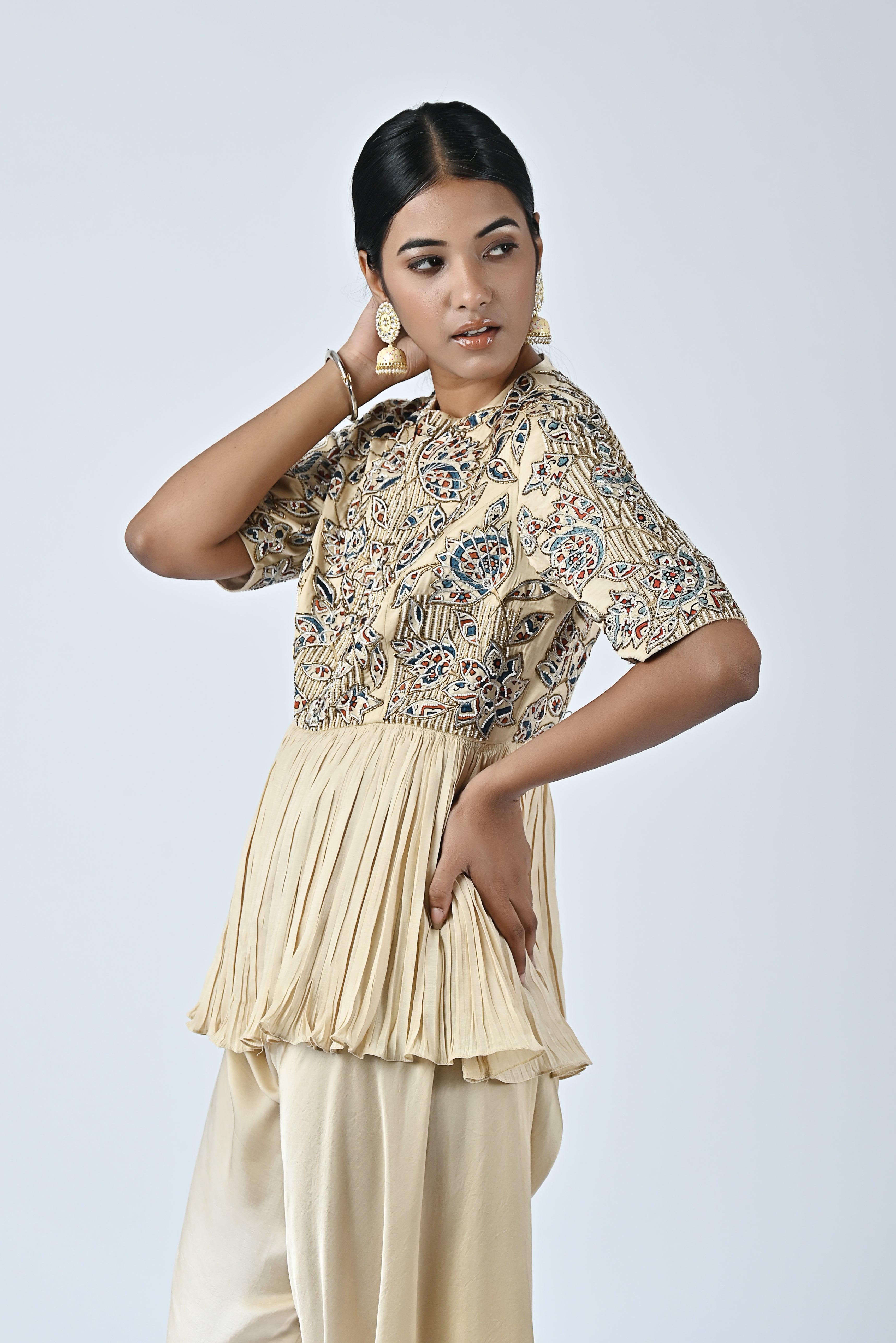 Ajrakh embroidered gathered jumpsuit