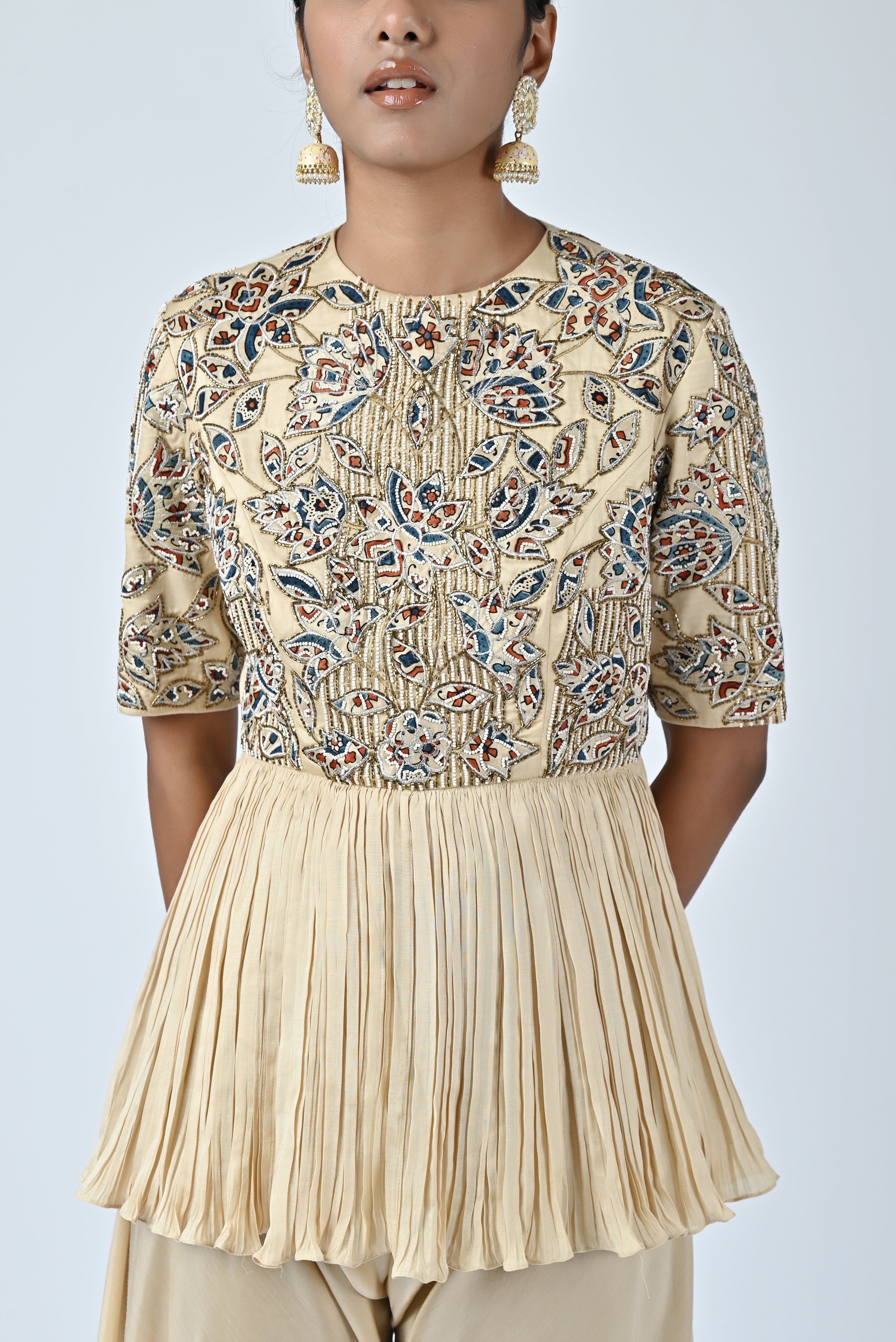 Ajrakh embroidered gathered jumpsuit