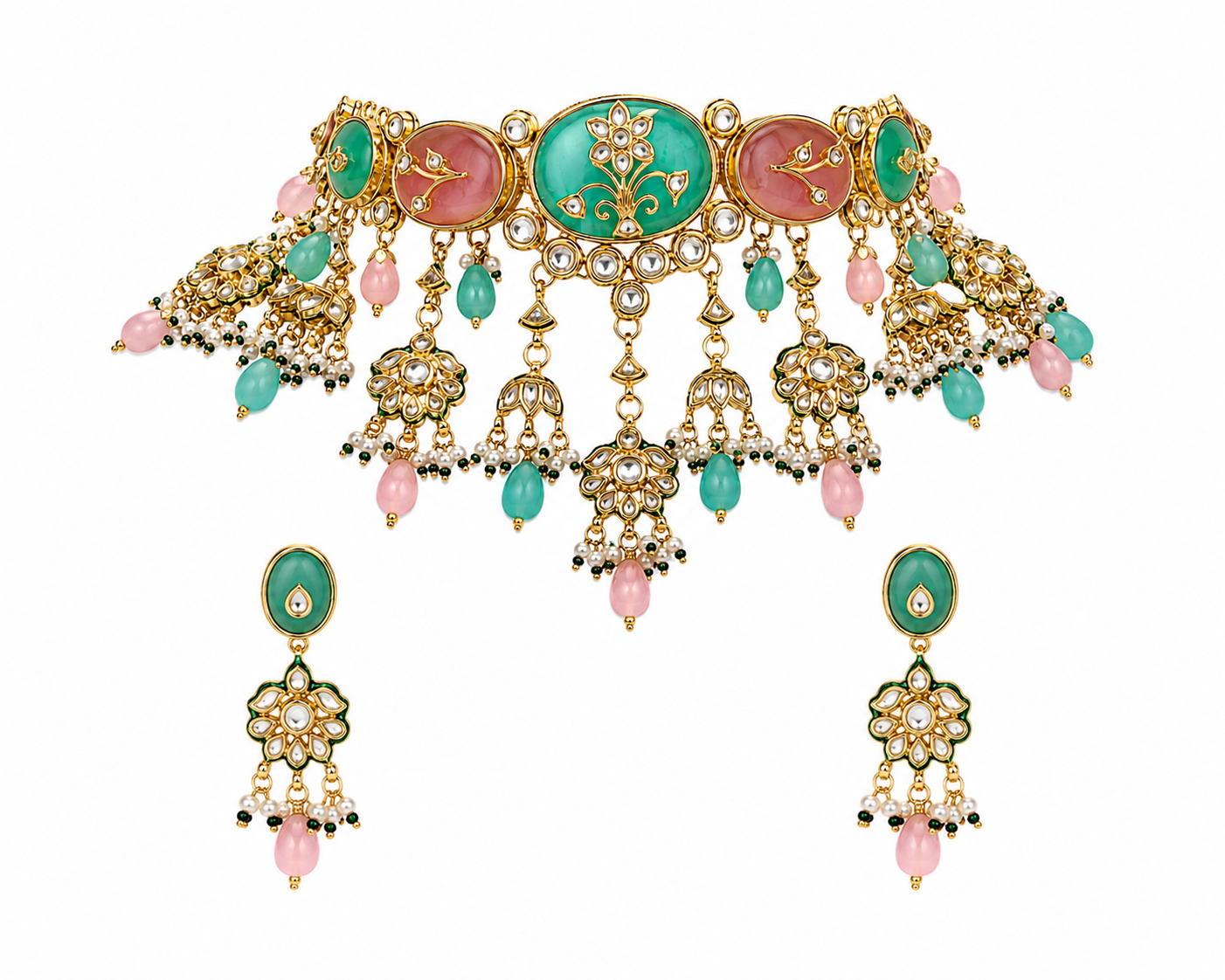 Pastel Kundan Floral Choker Set
