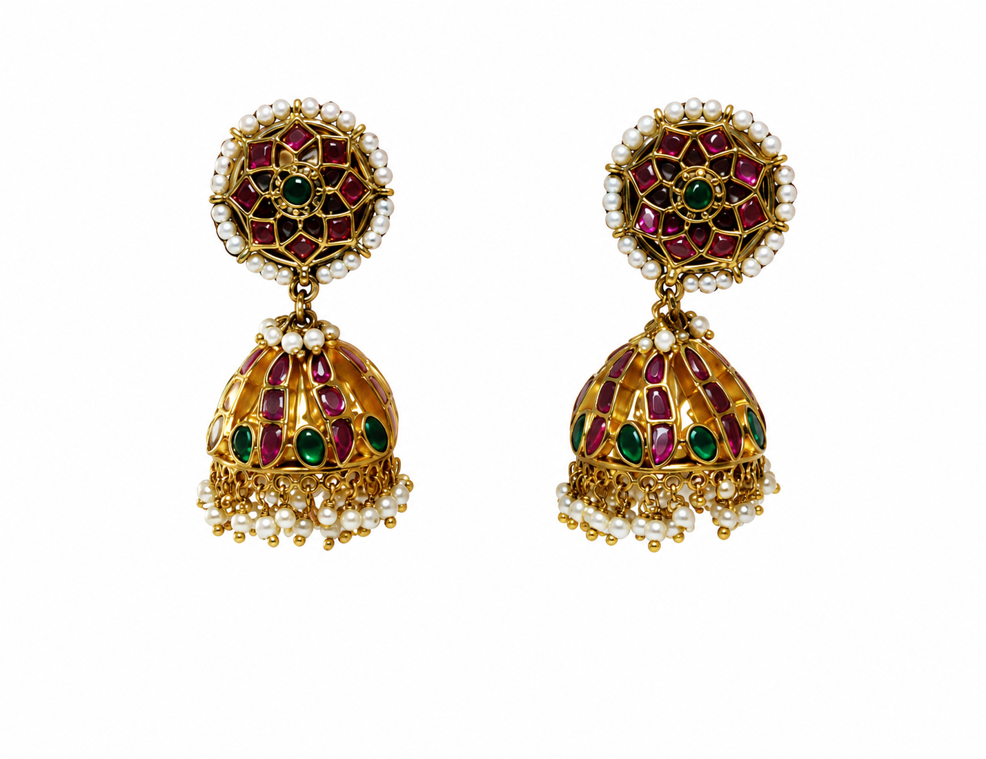 Heritage Polki Long Pendant Necklace & Jhumka Set