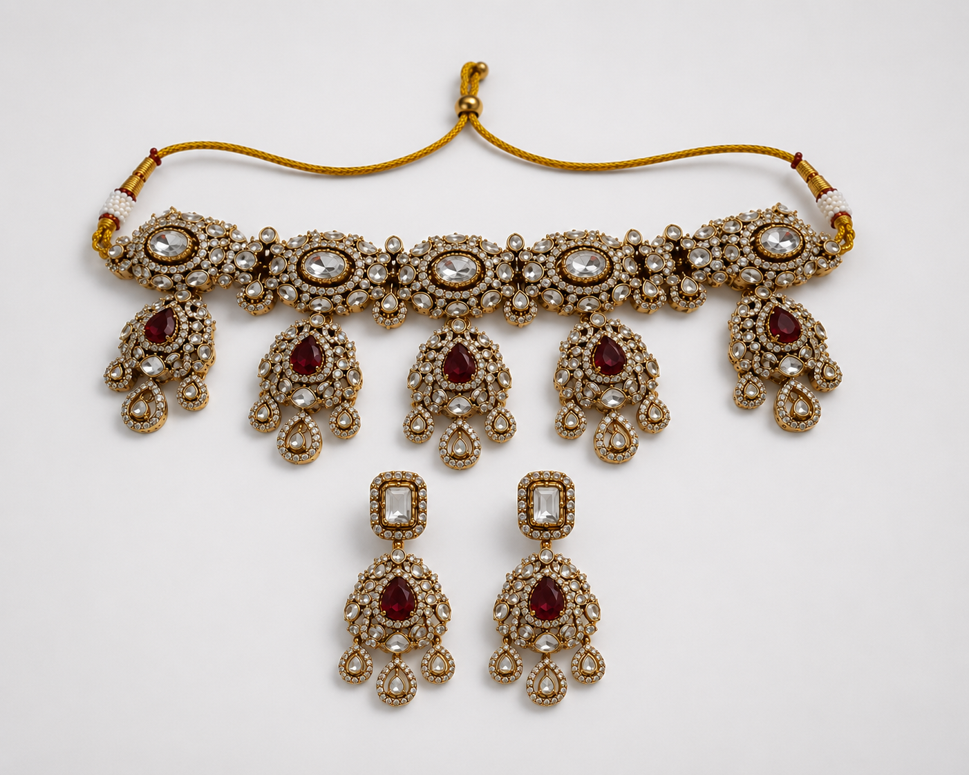 Ruby Polki Statement Choker Set