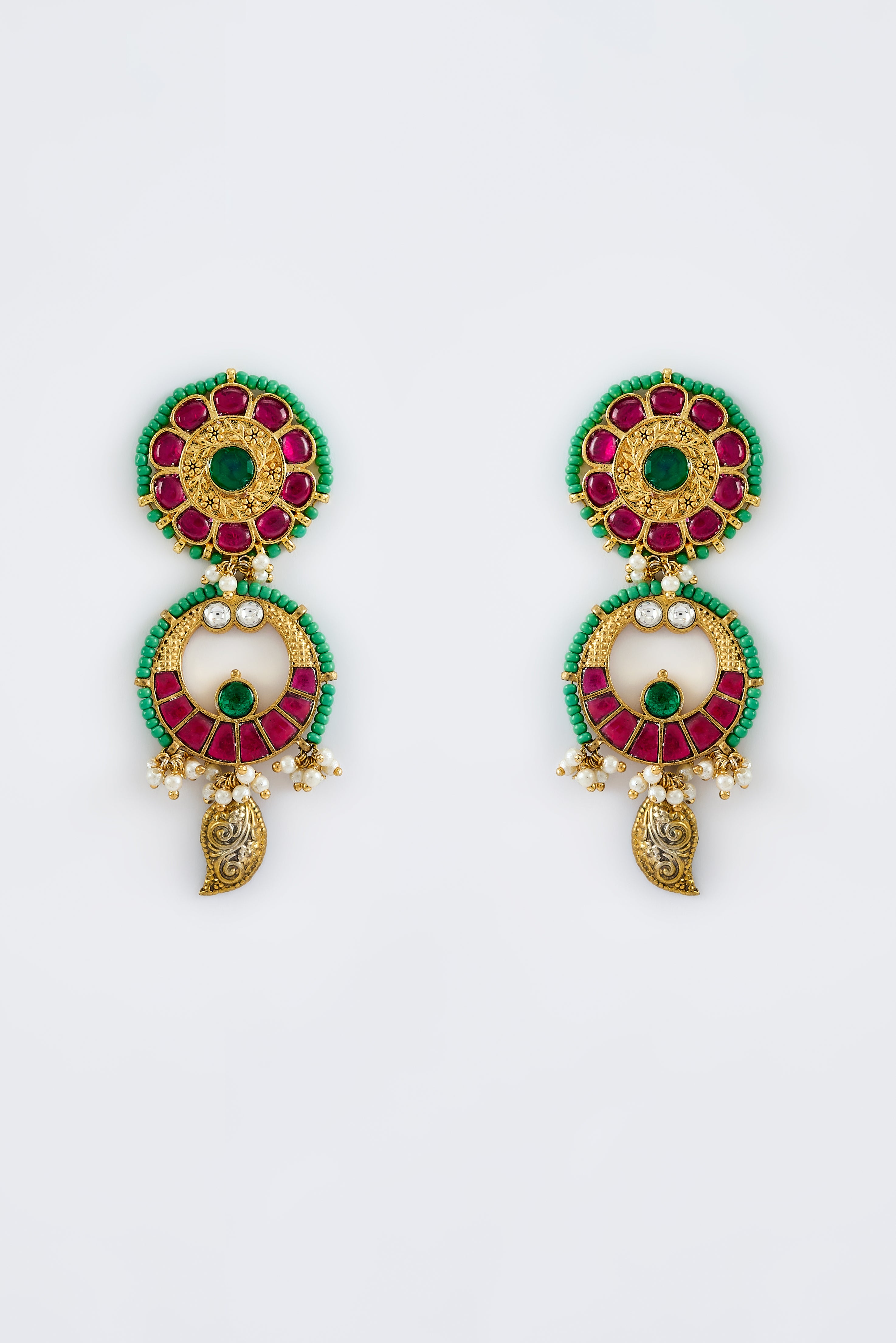 vivinia BY VIDHI MEHRA Morpankh Silver Plated Multi Womens Kundan, Polki Long Necklace Set with Pair of Earrings (Freesize)