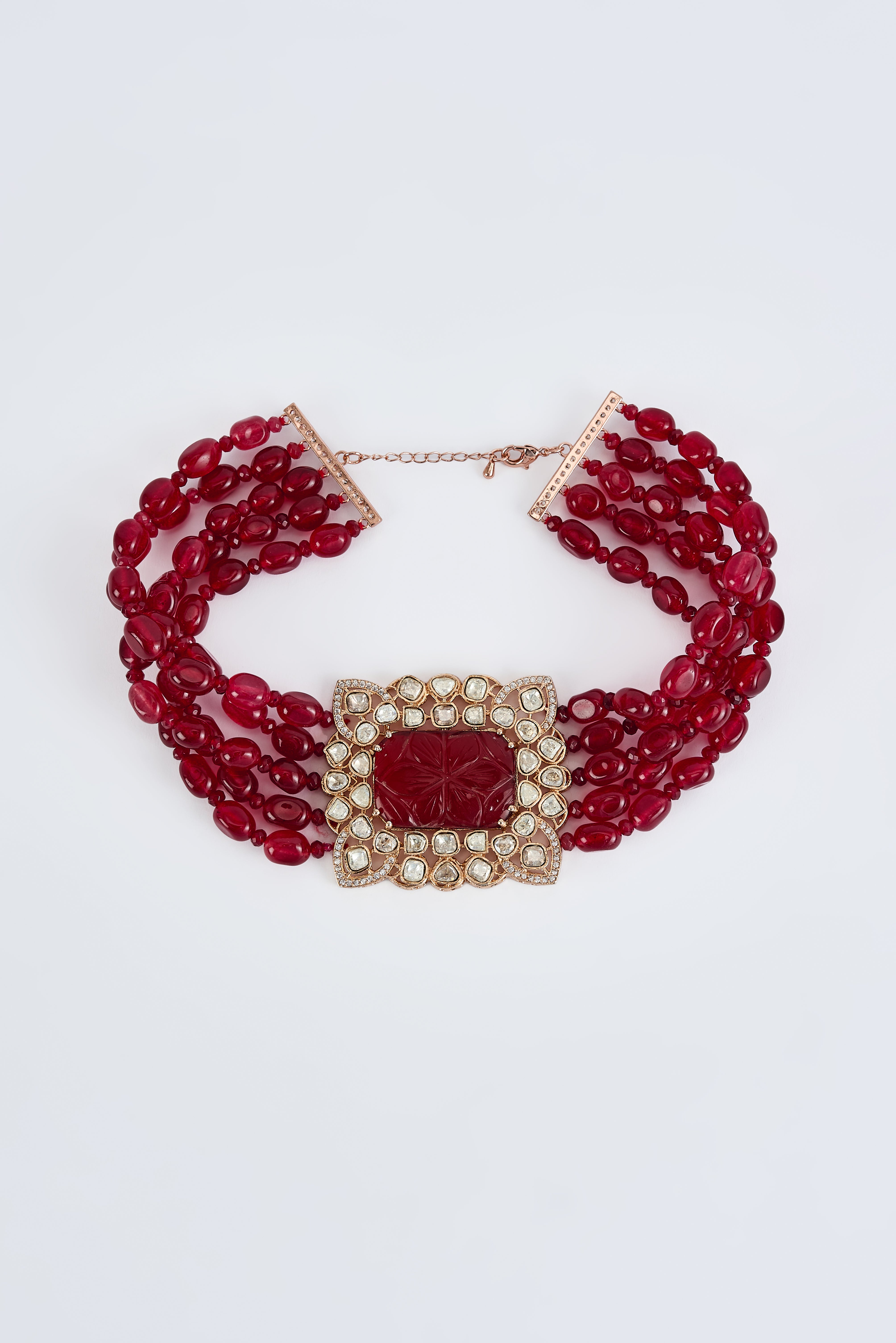 vivinia BY VIDHI MEHRA Antara Gold Plated Red Womens Beaded Choker Necklace Set (Freesize)