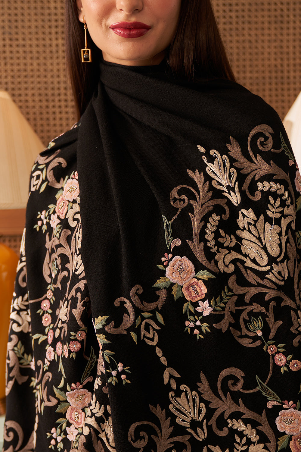 Victorian Love | Embroidered Wool Silk Stole