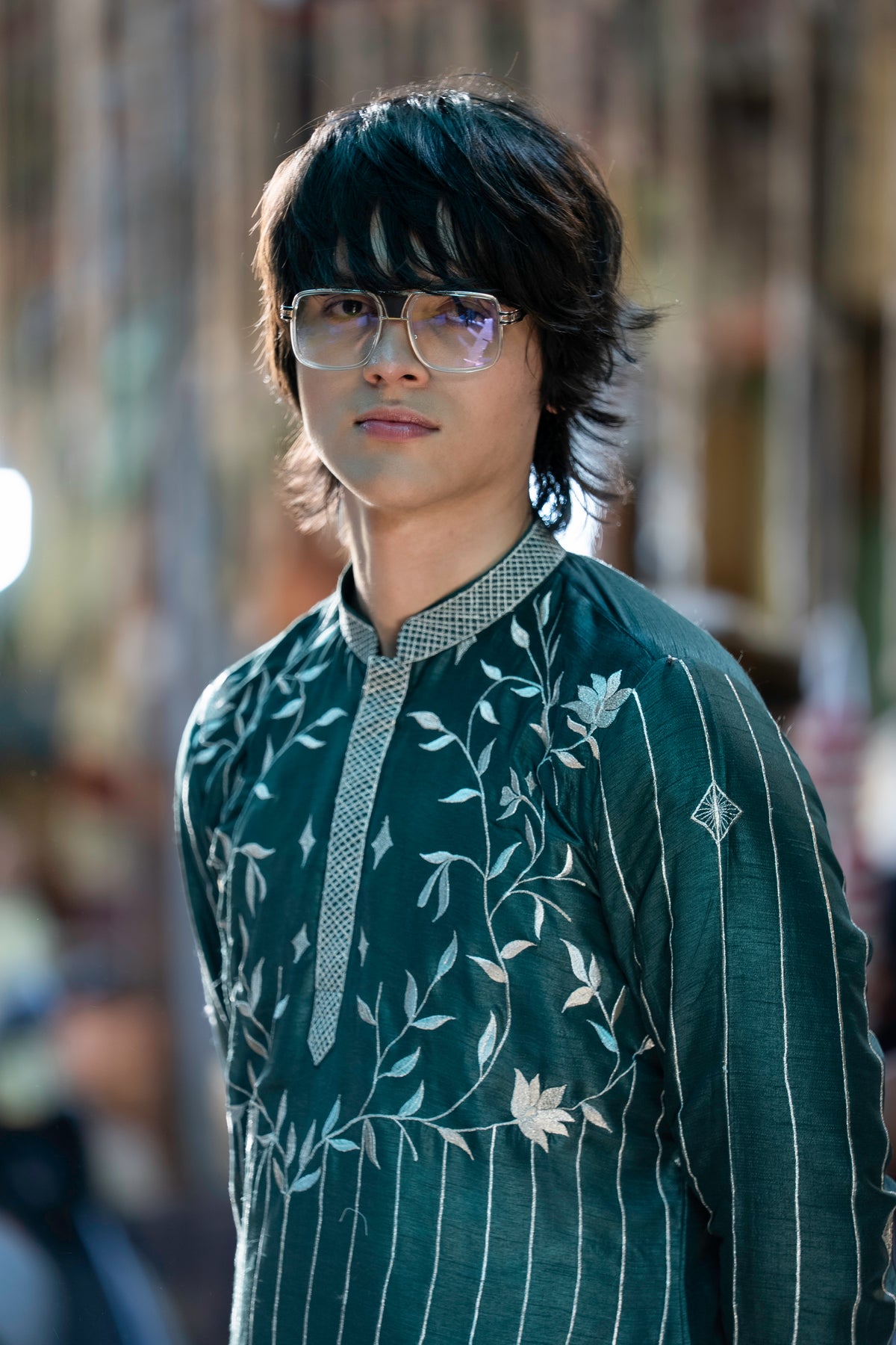 Naksh — Bottle Green Thread Embroidered Falling Raw Silk Kurta