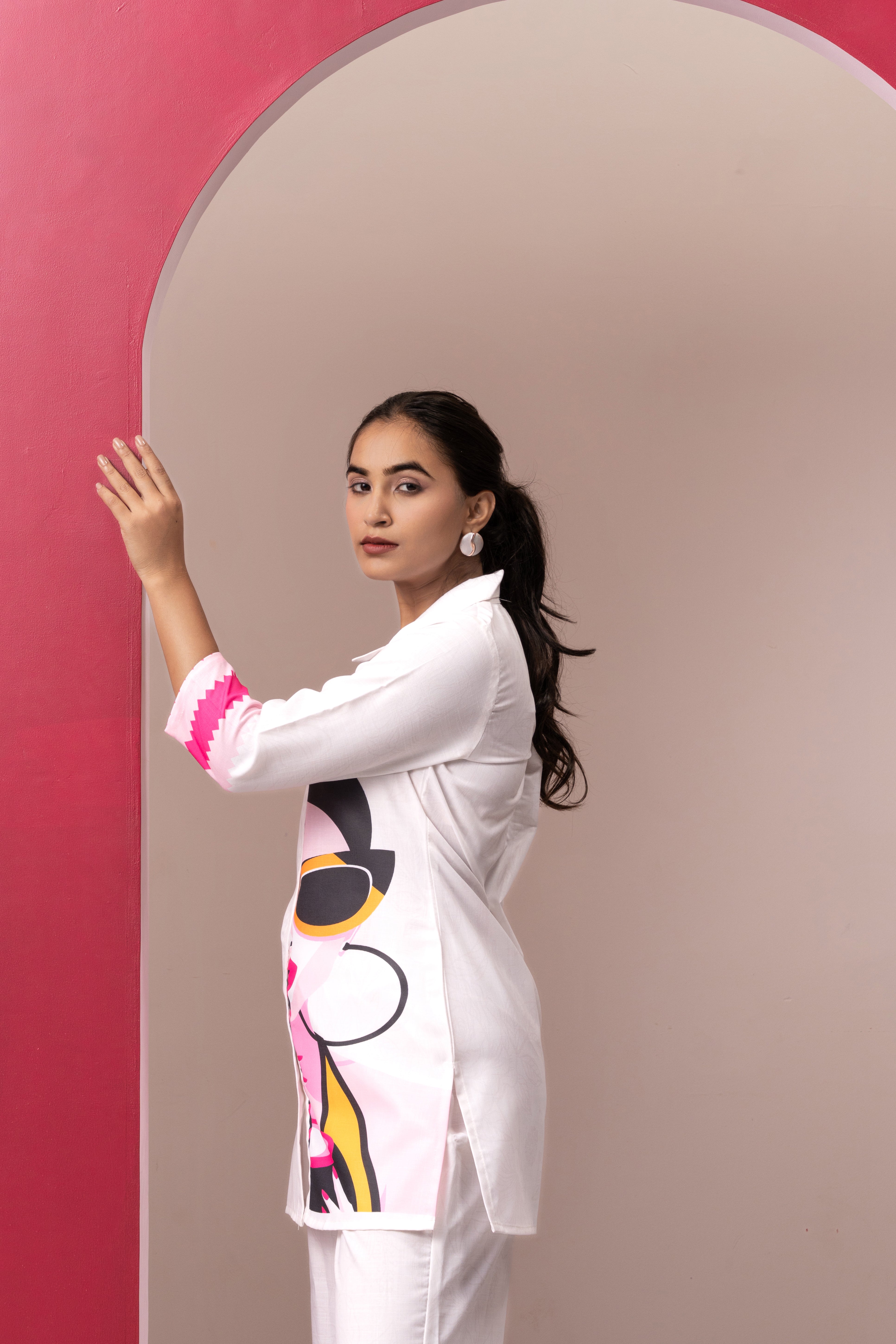 WHITE Abstract Printed Top With Palazzo