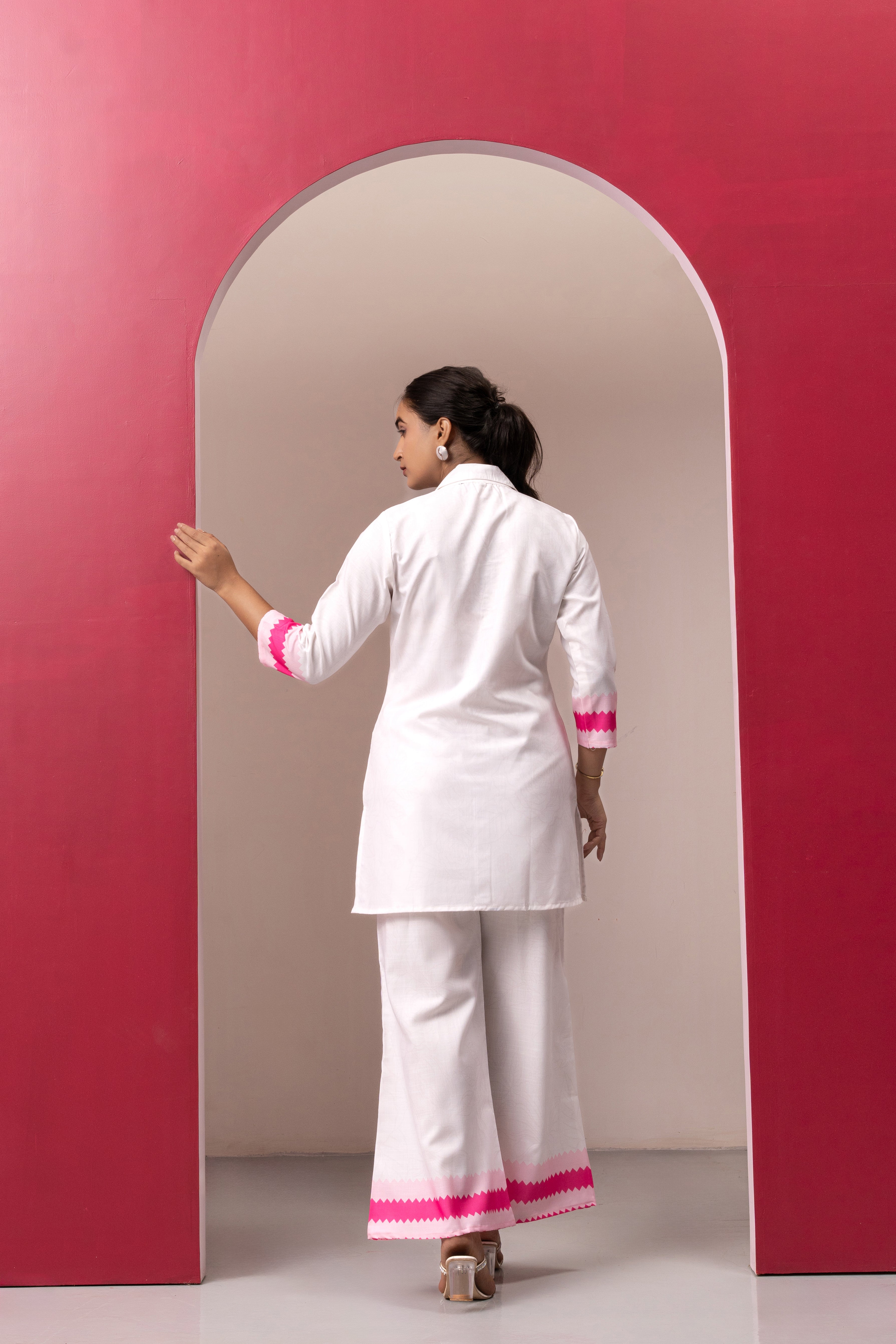 WHITE Abstract Printed Top With Palazzo