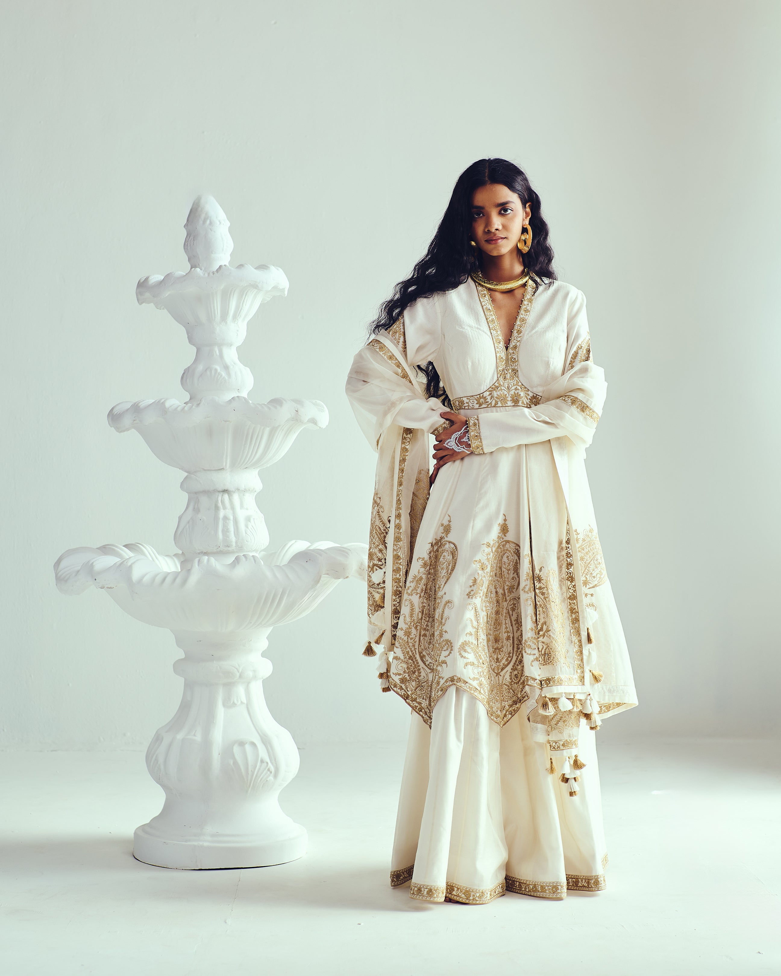 Placed Paisley Sharara Anarkali