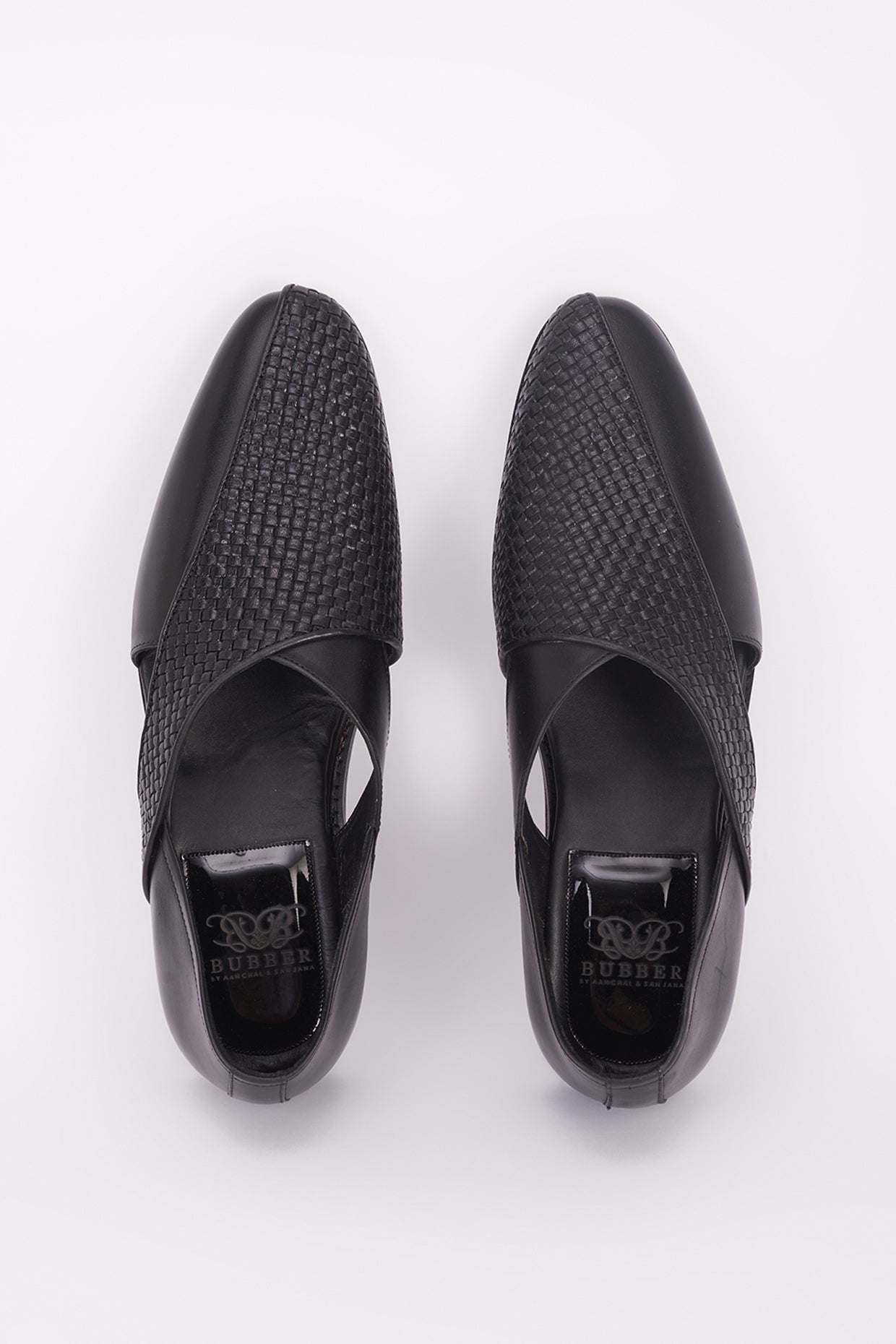 Black mesh Italian leather peshawari sandal