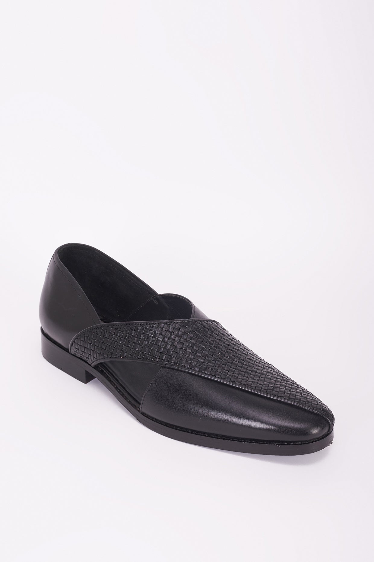 Black mesh Italian leather peshawari sandal