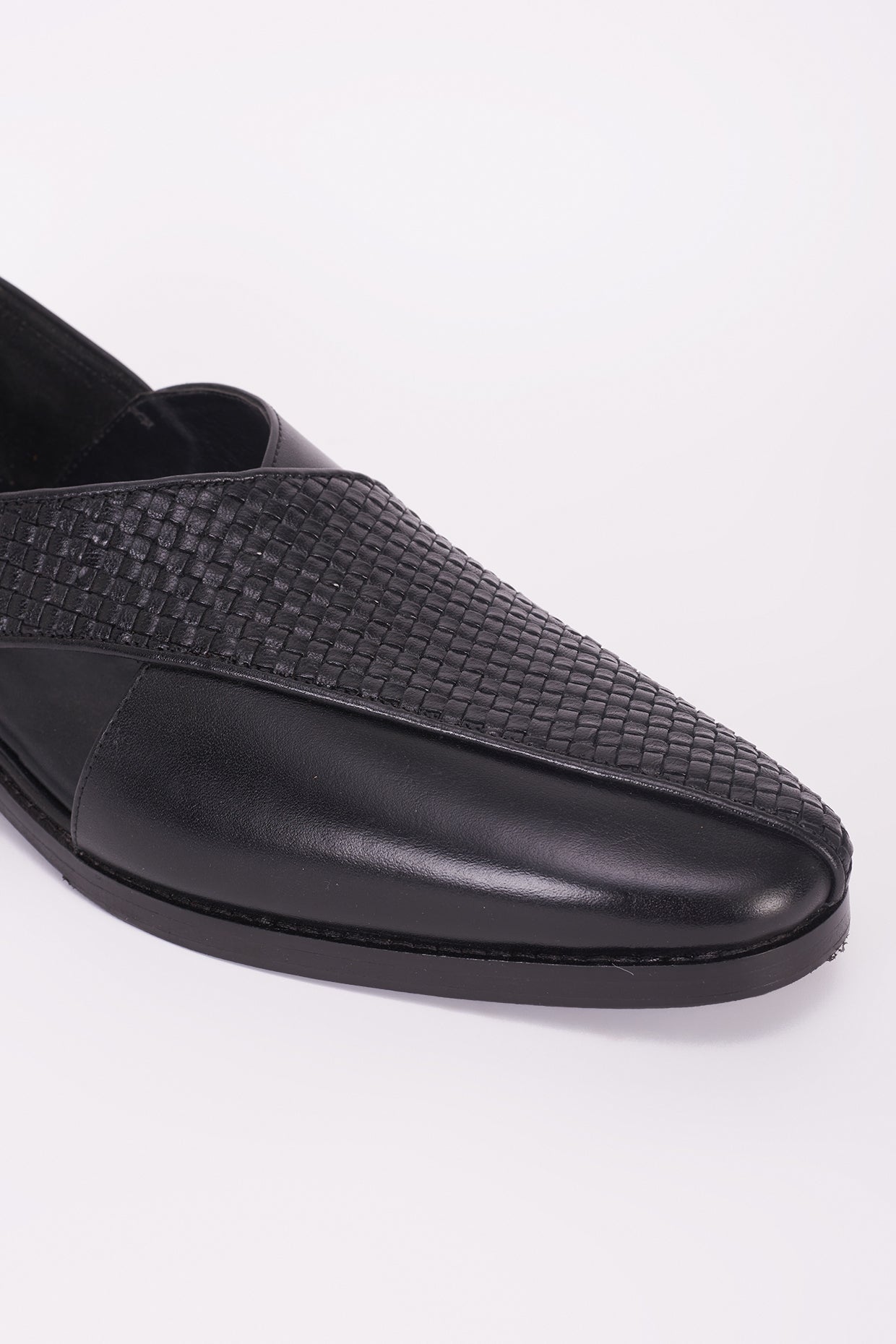 Black mesh Italian leather peshawari sandal