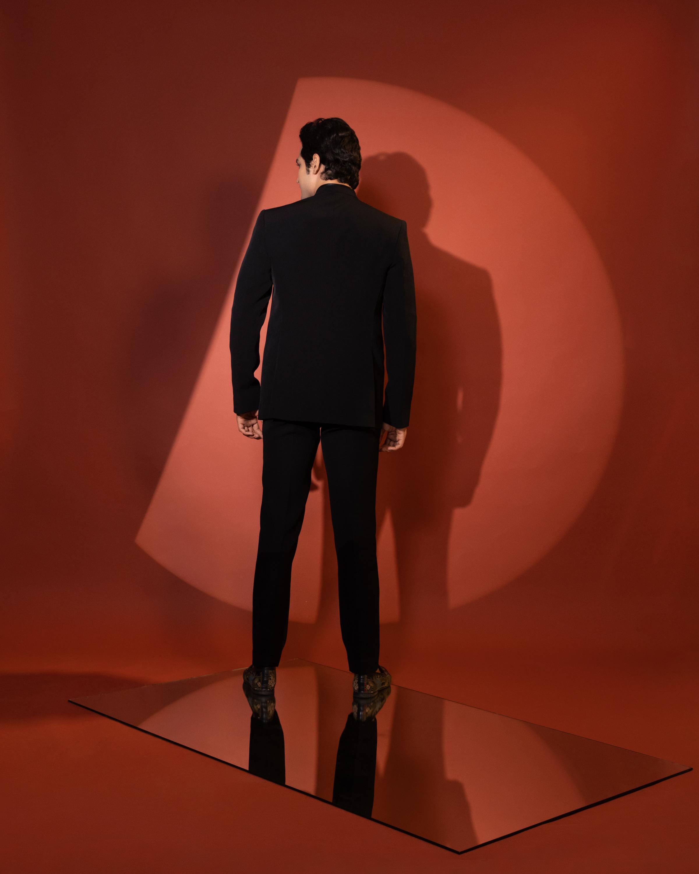 CHARCOAL BLACK BANDHGALA SET