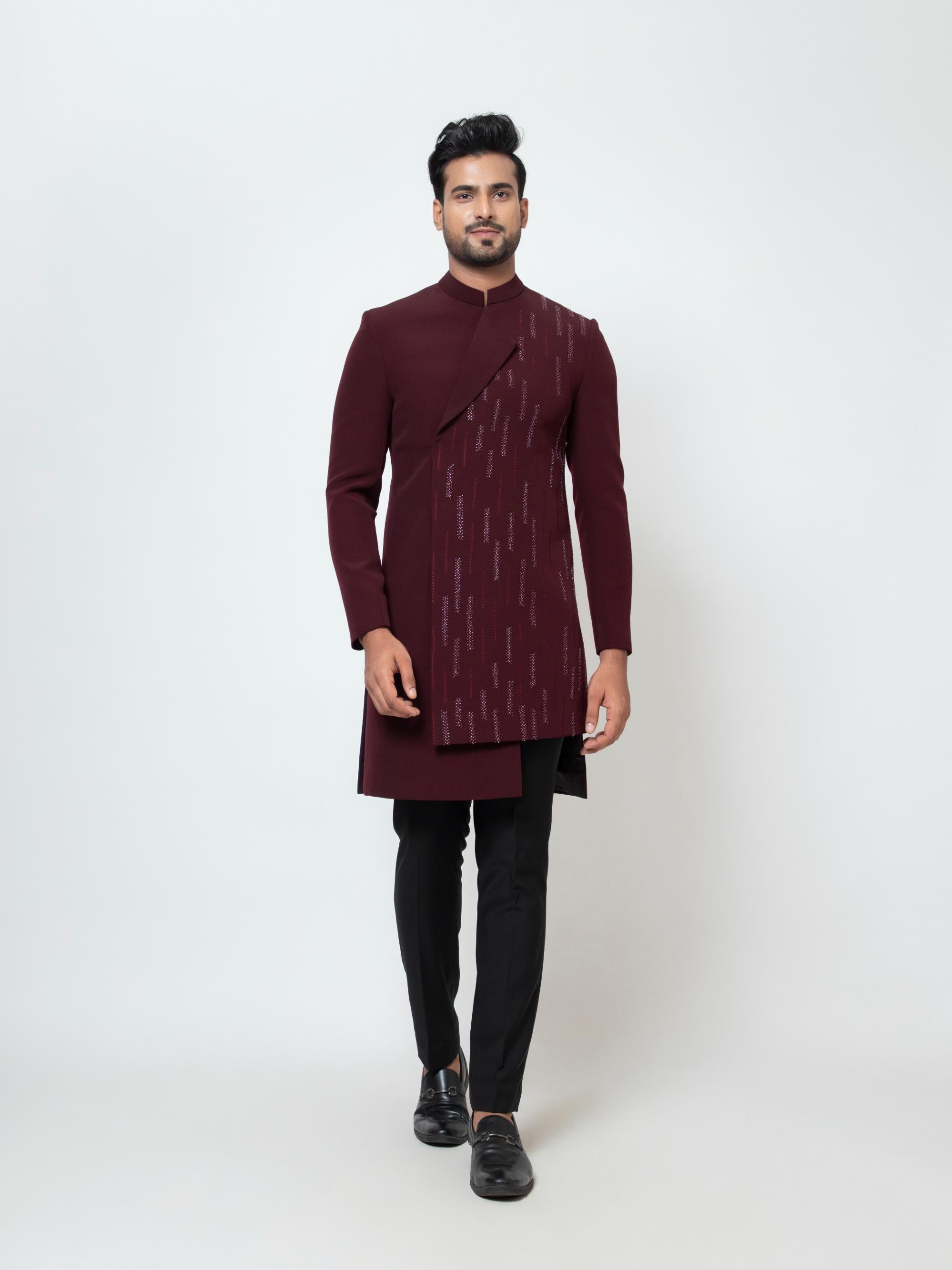 FOLDED LAPEL ACHKAN SET