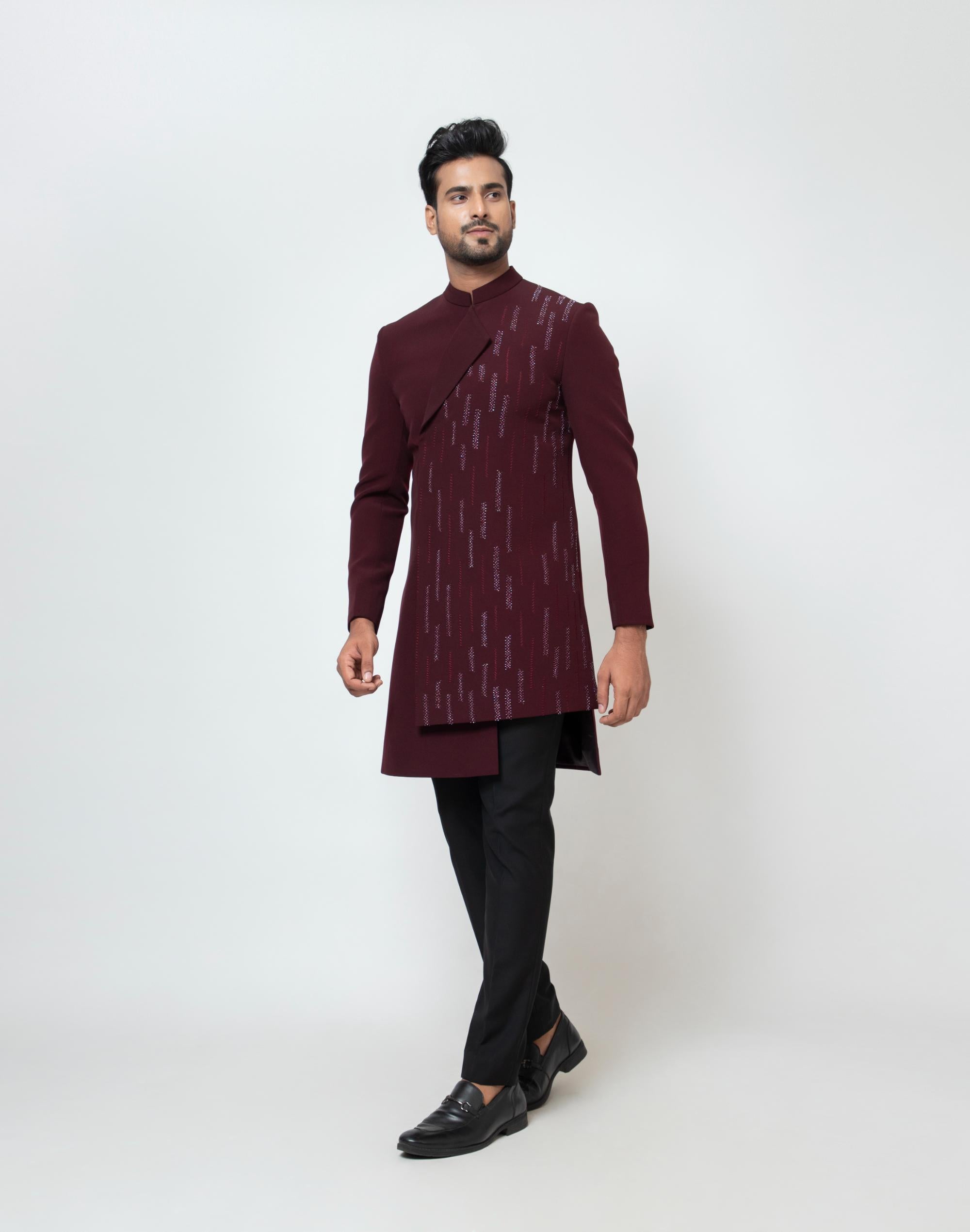 FOLDED LAPEL ACHKAN SET