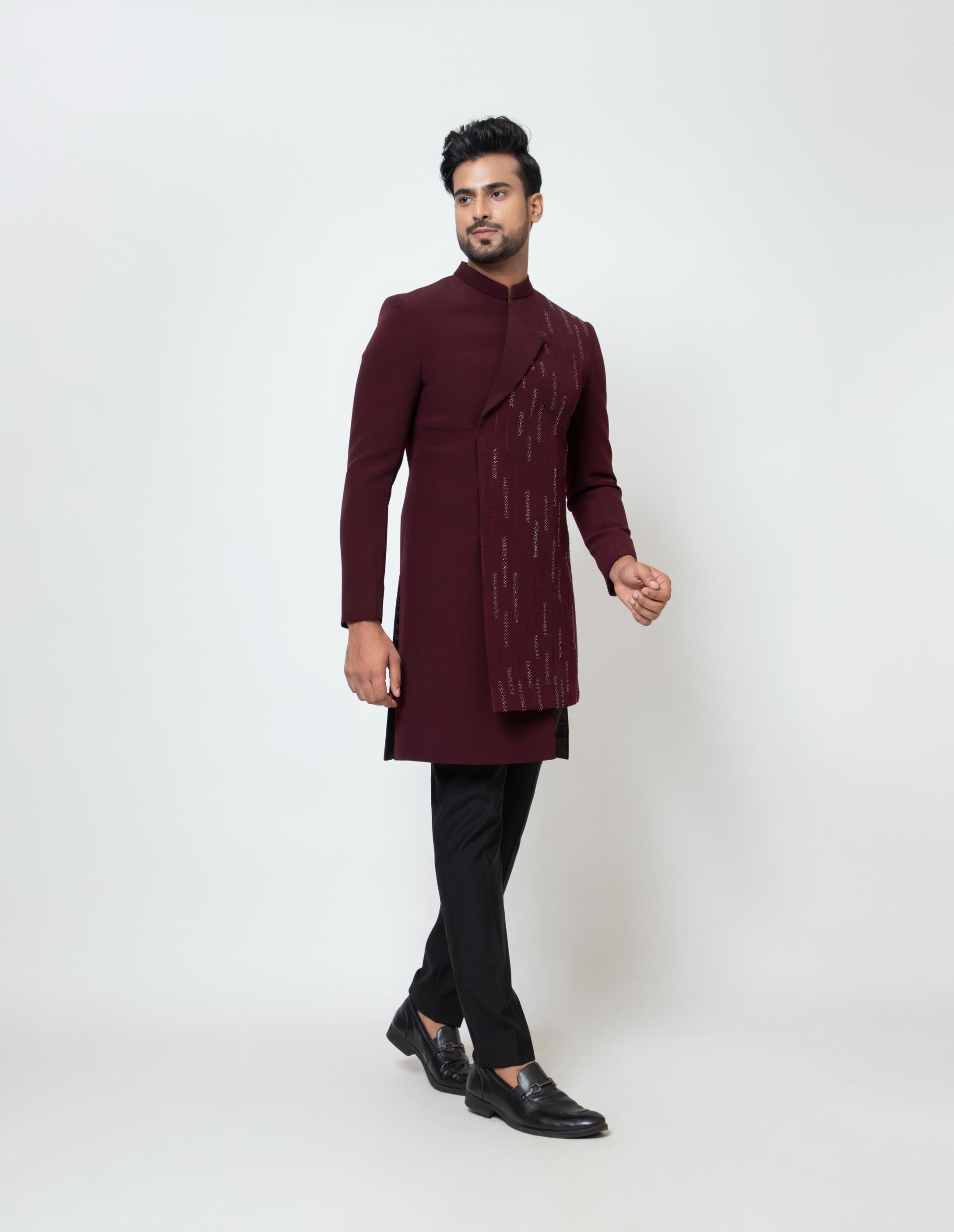 FOLDED LAPEL ACHKAN SET