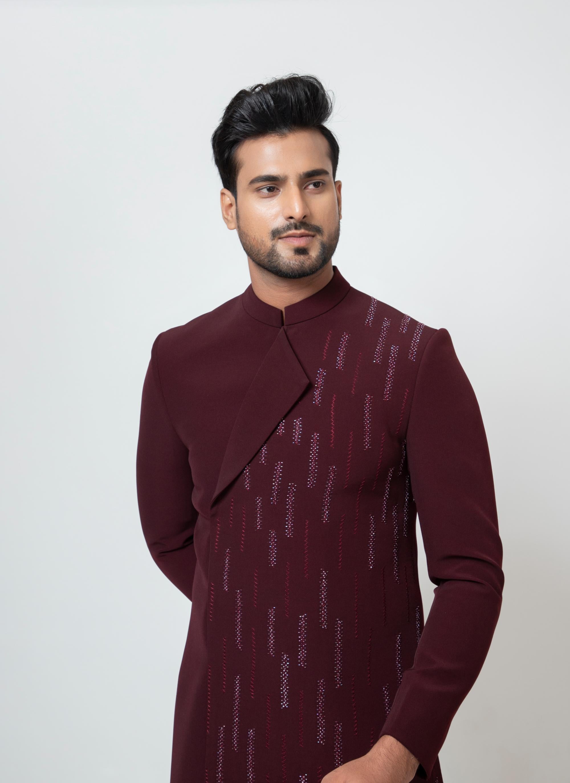 FOLDED LAPEL ACHKAN SET
