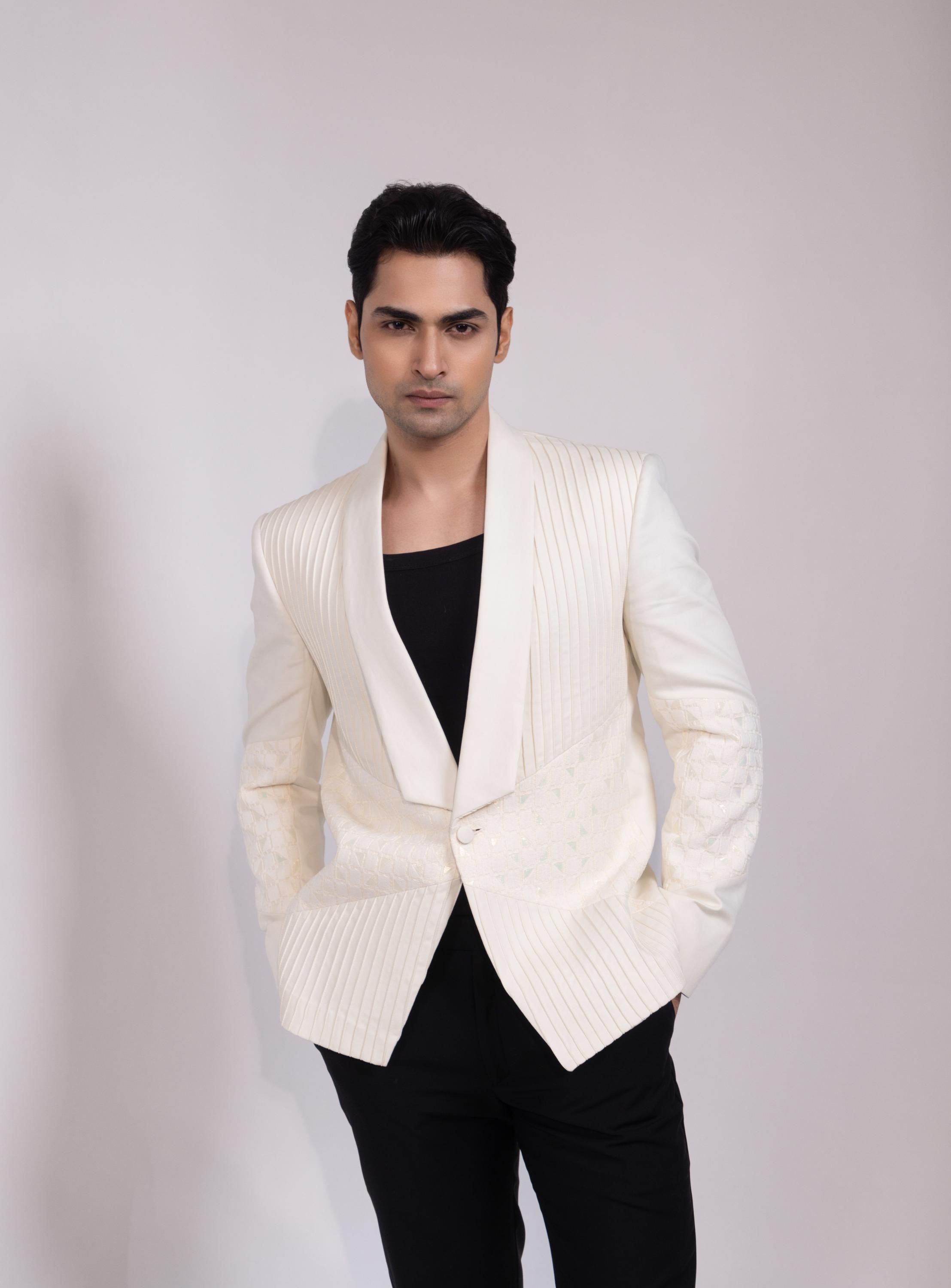 White Textured Blazer