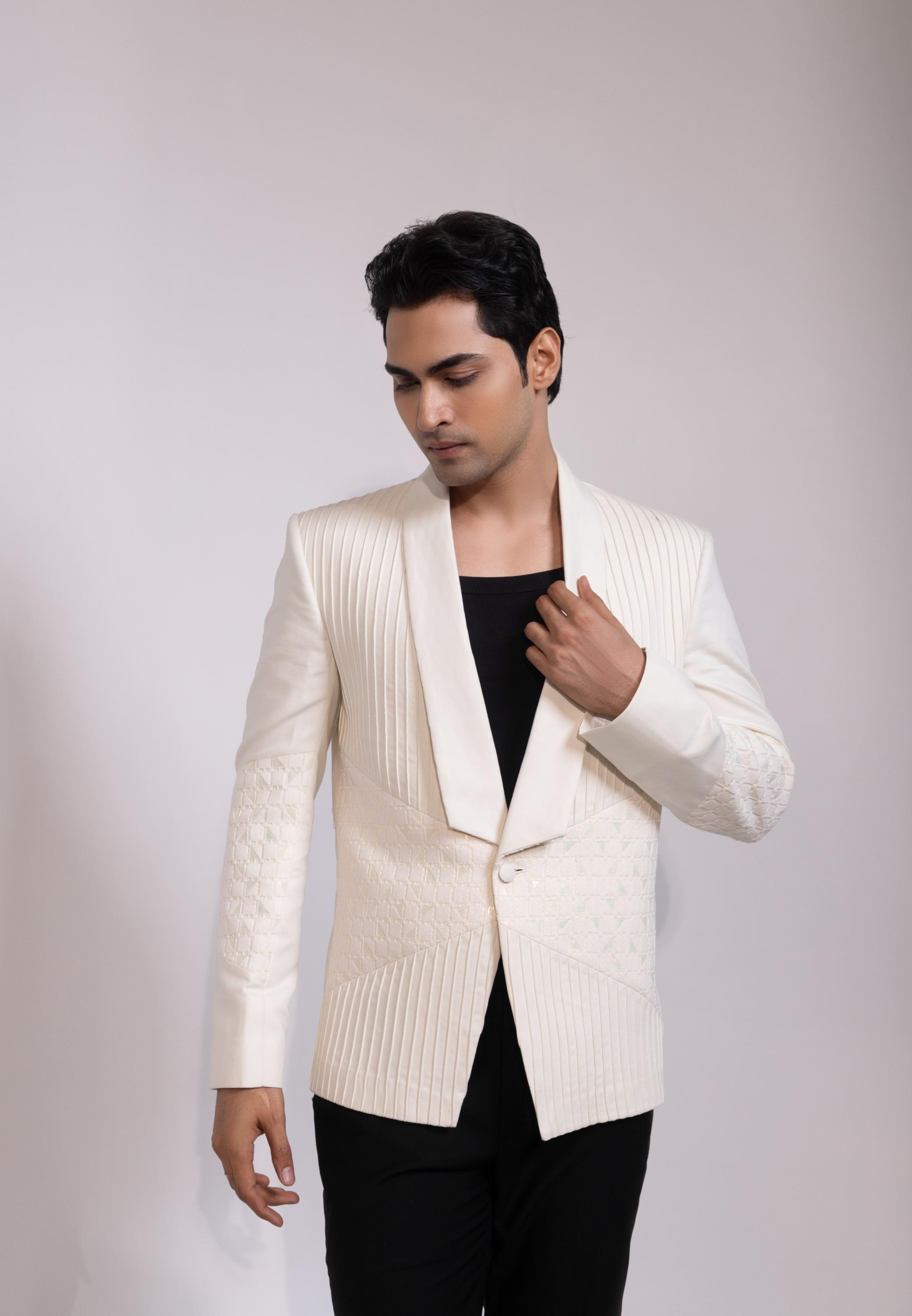 White Textured Blazer