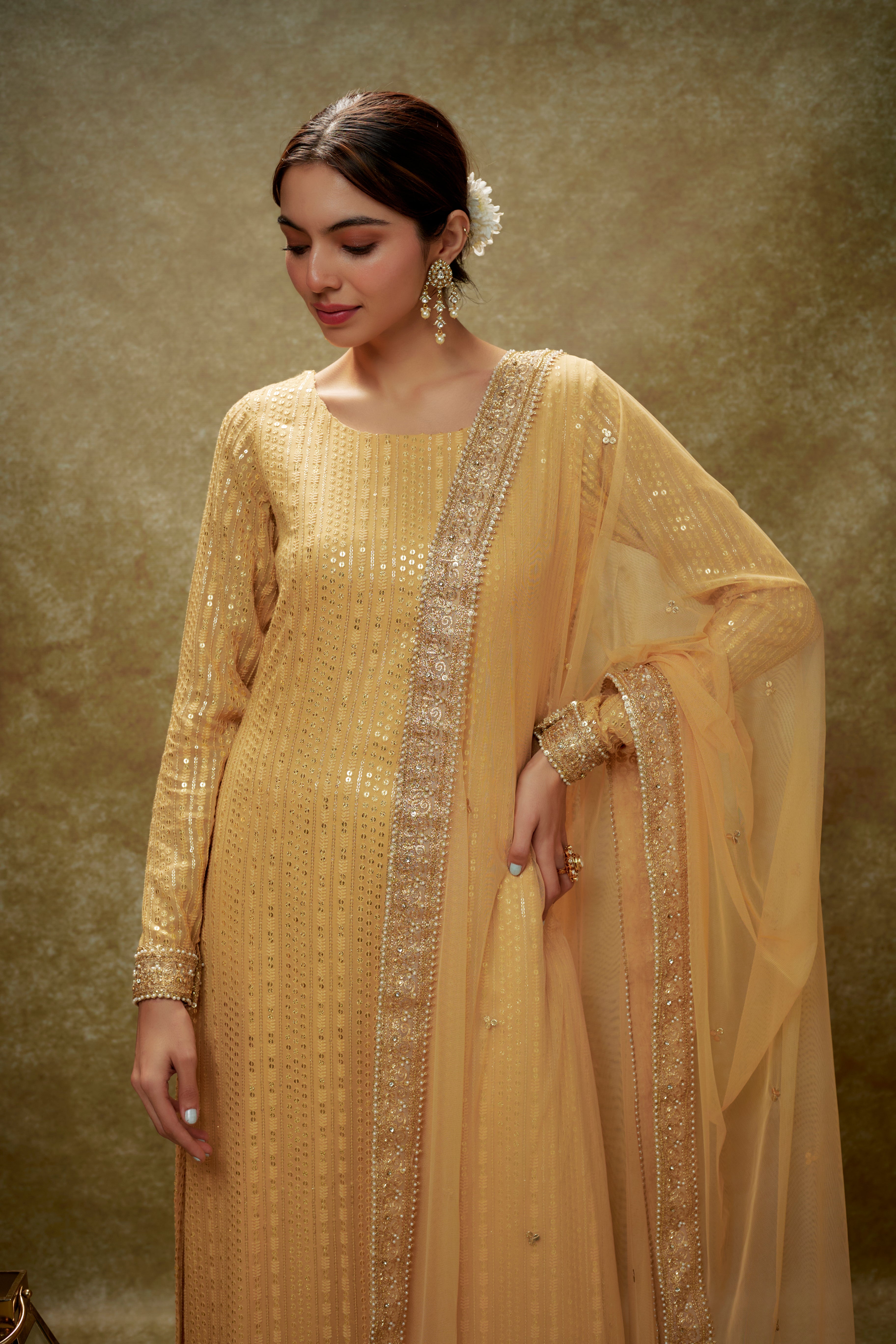 Champagne gold sequin Kurta pants set