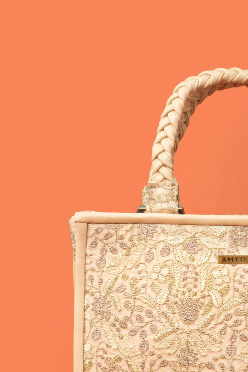 Zen Embroidered Handbag - Beige