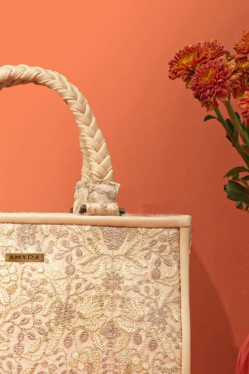 Zen Embroidered Handbag - Beige